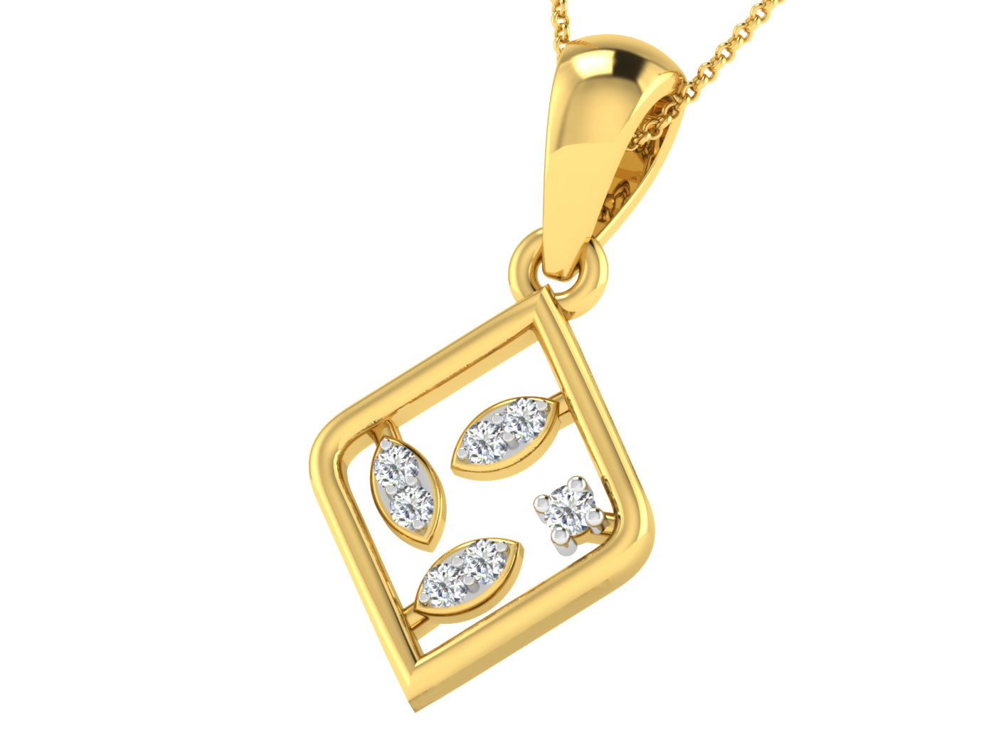 Nidal Jewels | Radiant Frame Gold & Diamond Pendant - Nidal Jewels