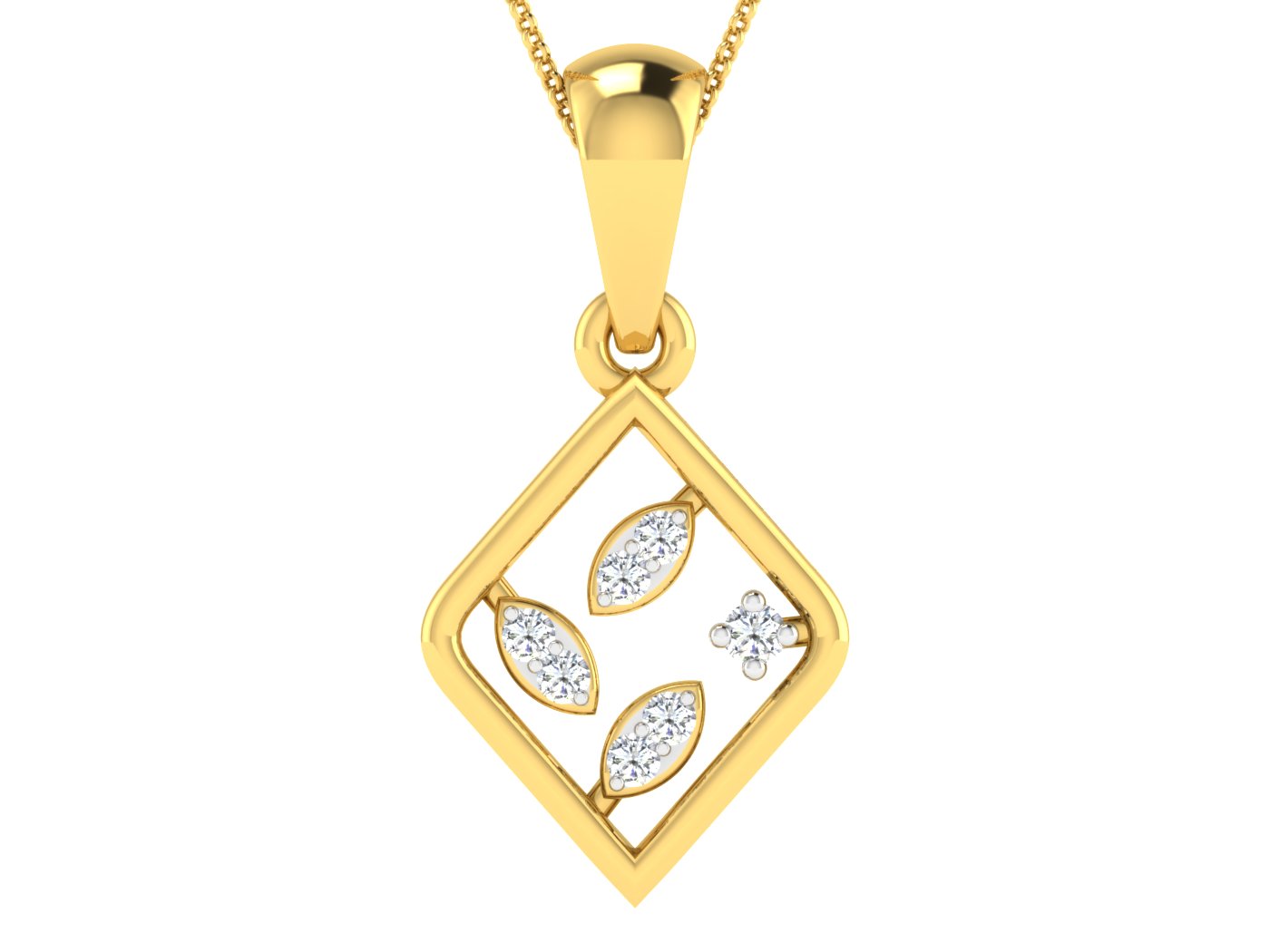 Nidal Jewels | Radiant Frame Gold & Diamond Pendant - Nidal Jewels