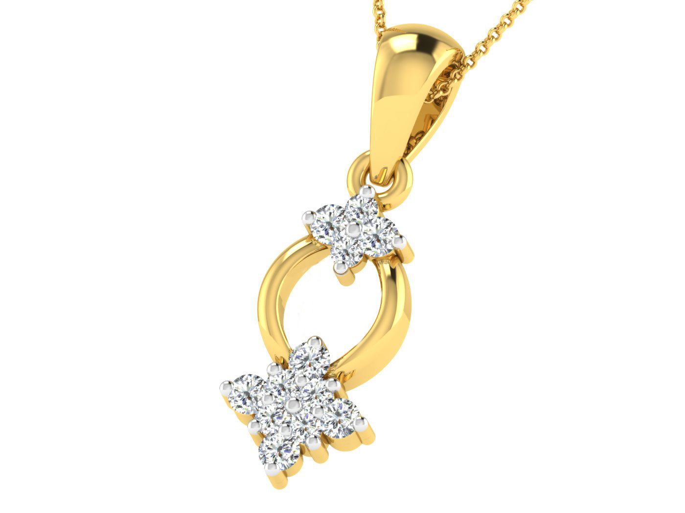 Nidal Jewels | Twin Star Duo Gold and Diamond Pendant - Nidal Jewels
