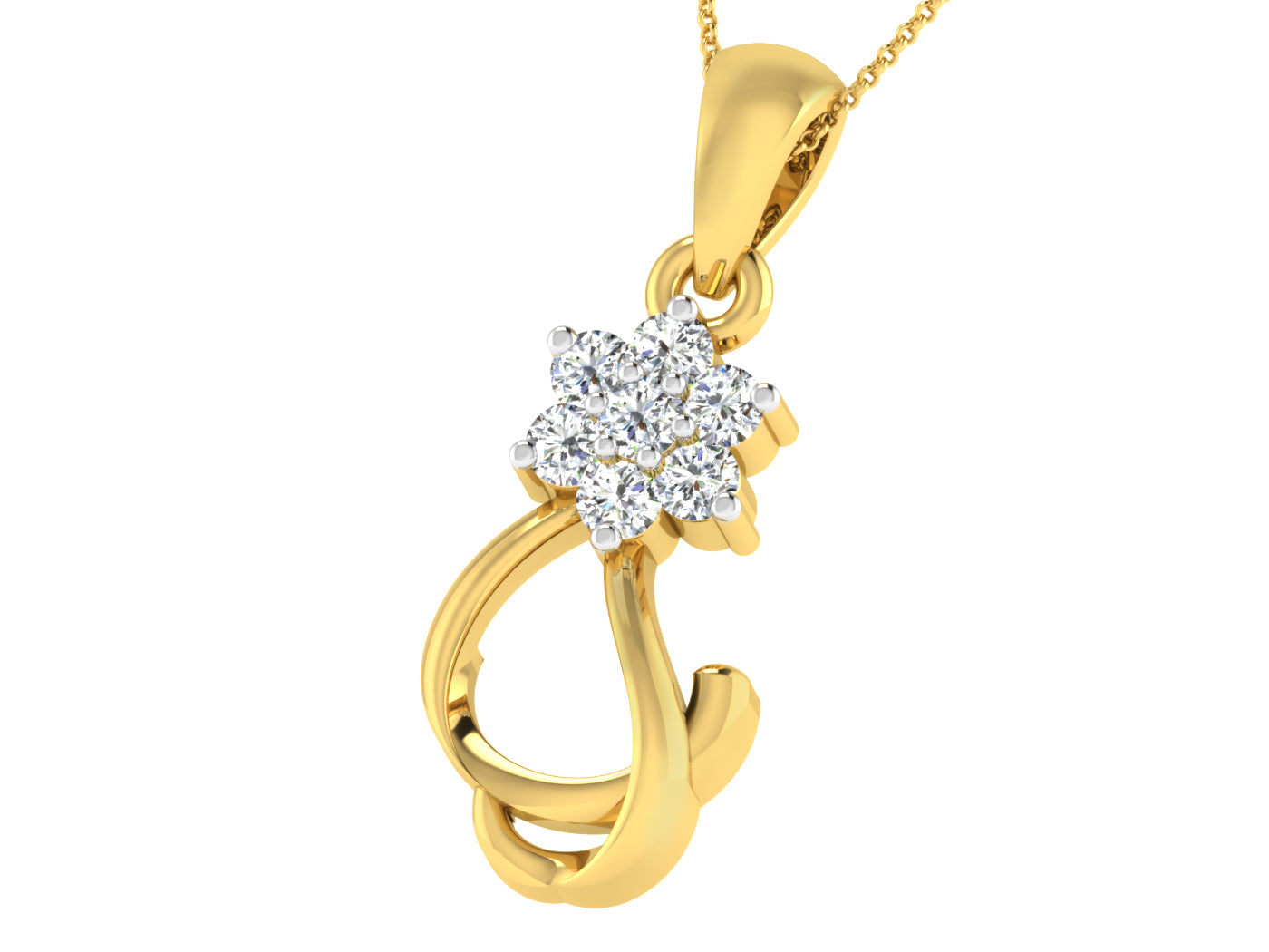 Nidal Jewels | Startwist Floral Cluster Diamond and Gold Pendant - Nidal Jewels