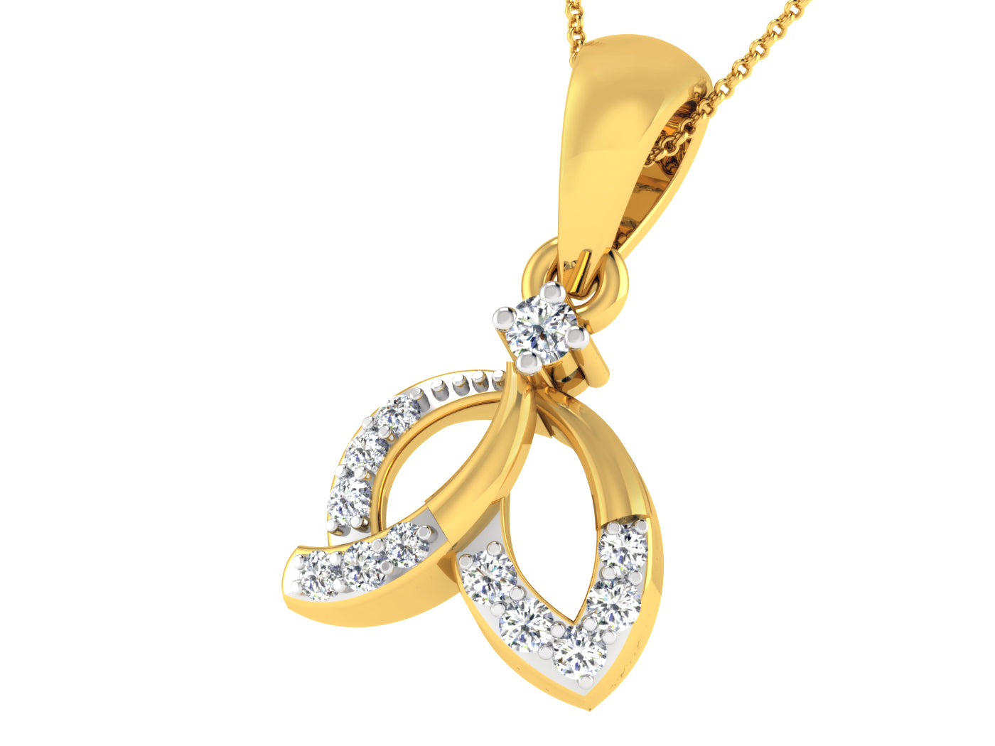 Nidal Jewels | Leaf Duo Diamond and Gold  Pendant - Nidal Jewels