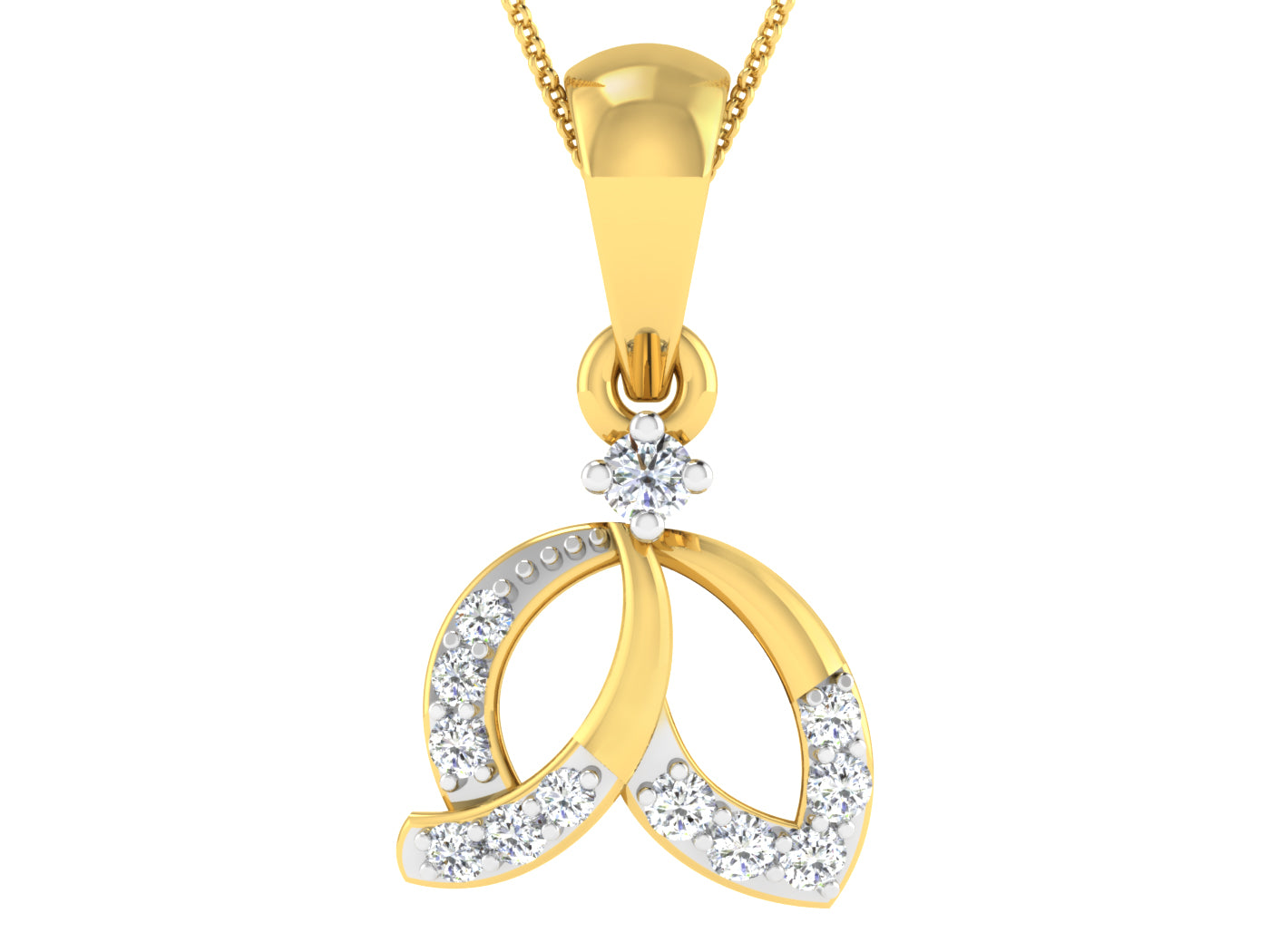 Nidal Jewels | Leaf Duo Diamond and Gold  Pendant - Nidal Jewels