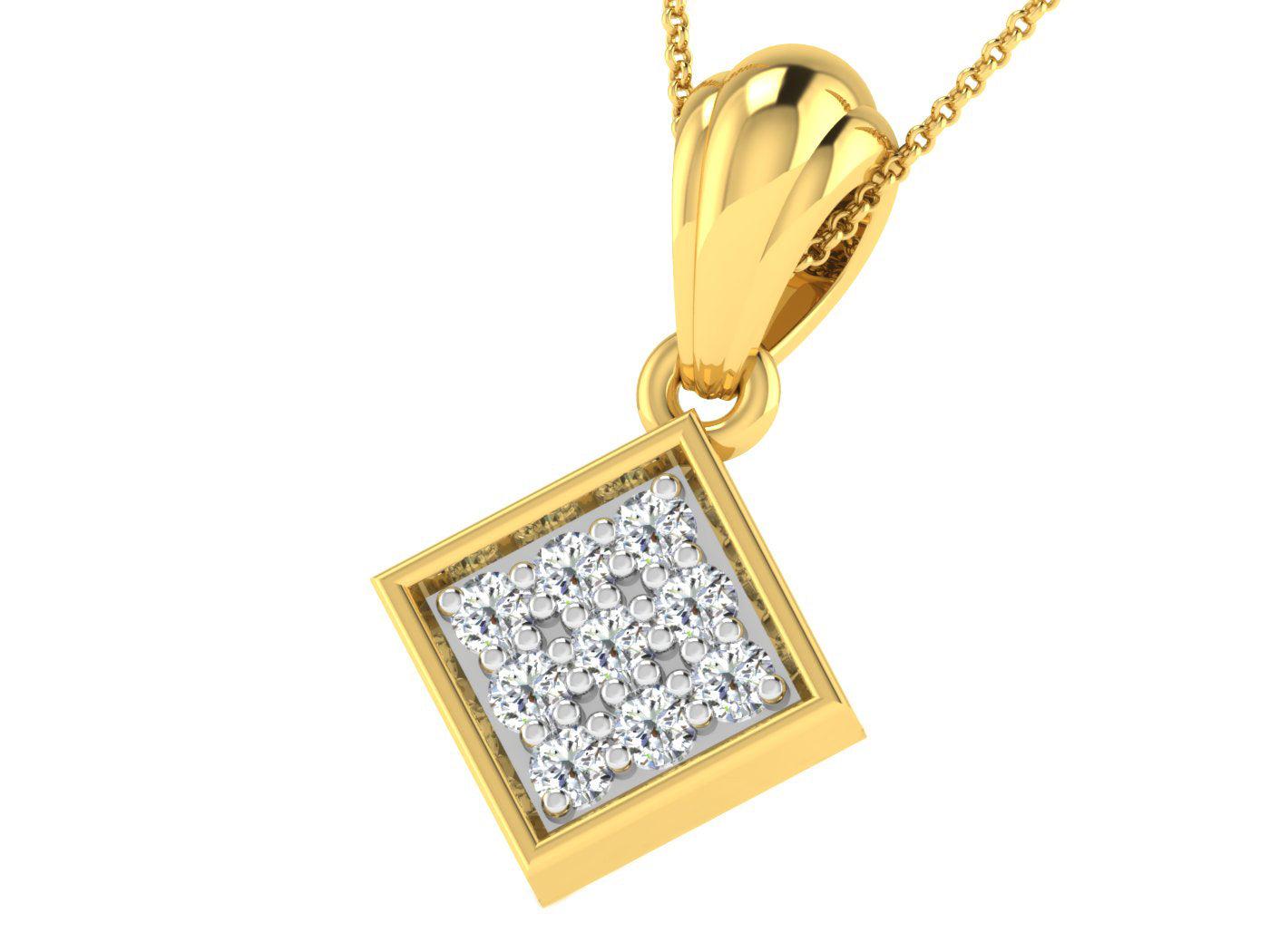 Nidal Jewels | Radiant Diamond Matrix Gold Pendant - Nidal Jewels