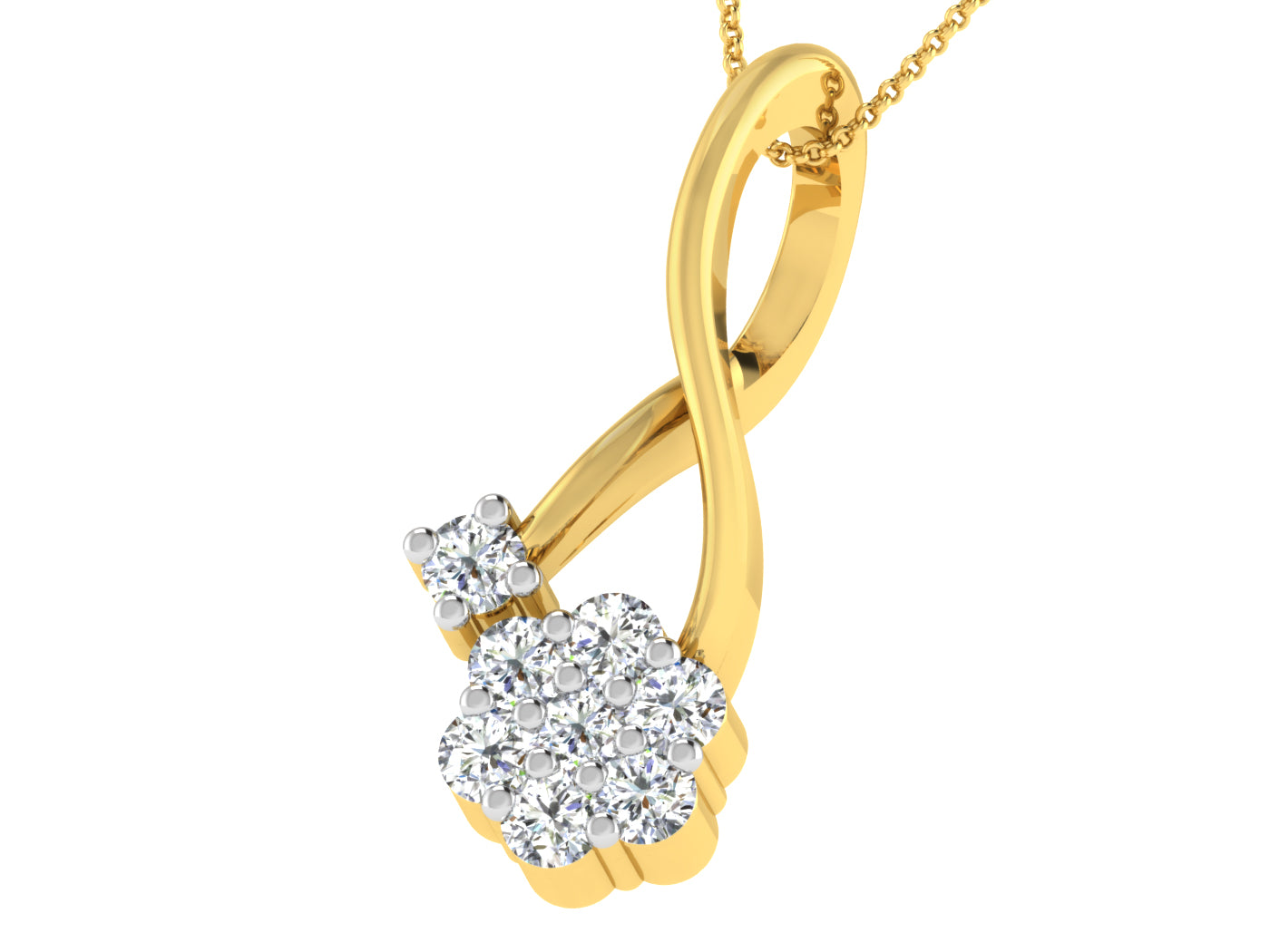 Nidal Jewels | Vine Twirl Floral Diamond and Gold Pendant - Nidal Jewels
