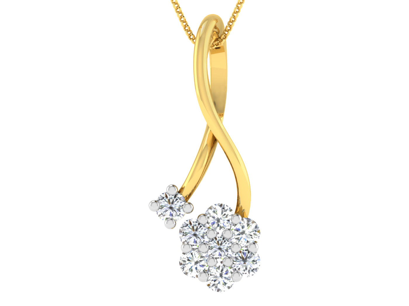Nidal Jewels | Vine Twirl Floral Diamond and Gold Pendant - Nidal Jewels