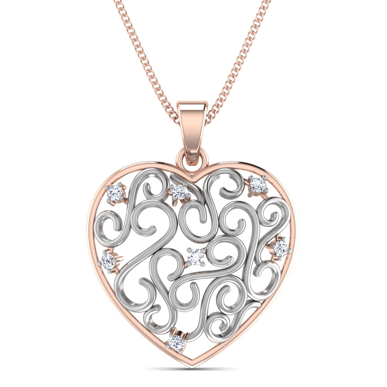 Nidal Jewels | Lace Heart Pendant Rosegold and Diamond Pendant - Nidal Jewels