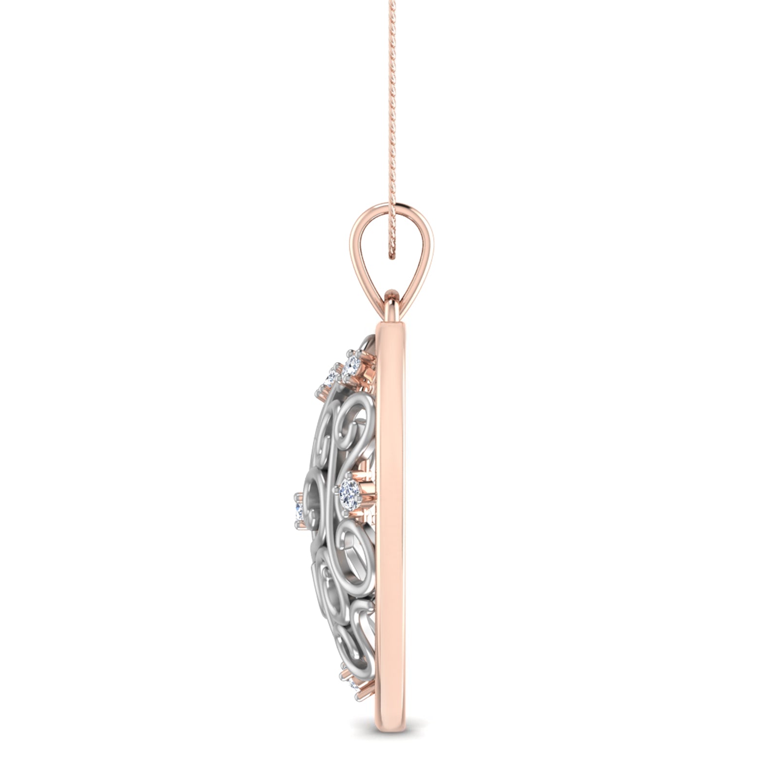 Nidal Jewels | Lace Heart Pendant Rosegold and Diamond Pendant - Nidal Jewels