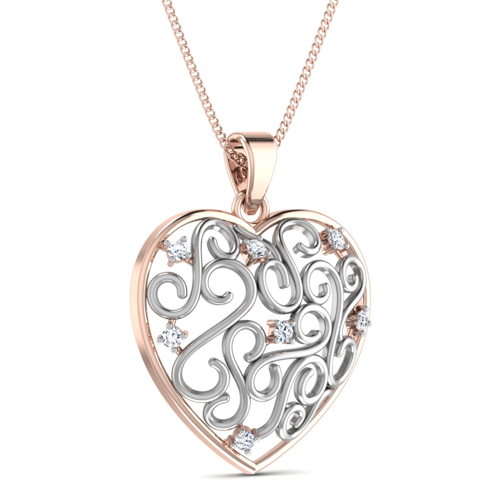 Nidal Jewels | Lace Heart Pendant Rosegold and Diamond Pendant - Nidal Jewels