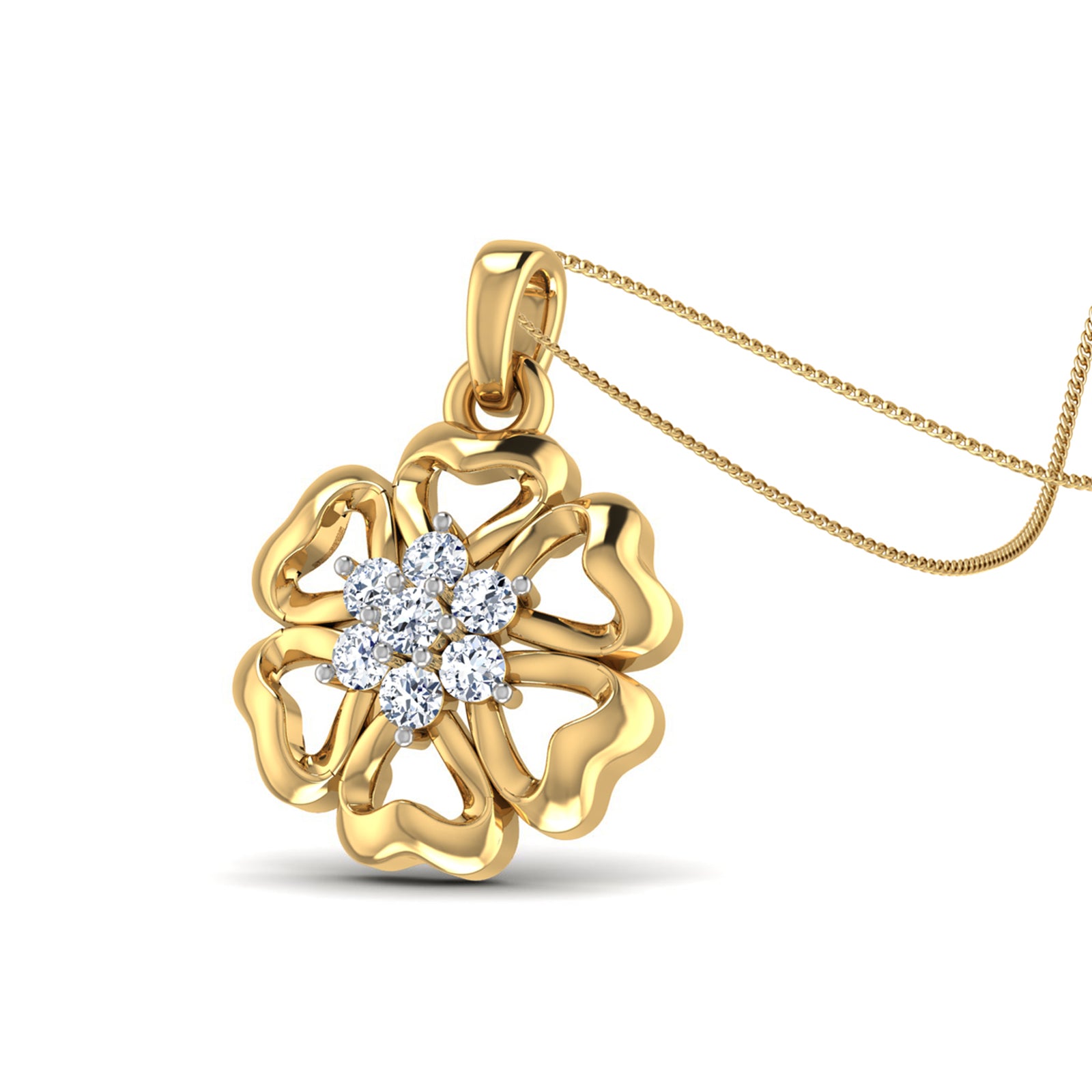 Nidal Jewels | Petal Flower Diamond and Gold Pendant - Nidal Jewels