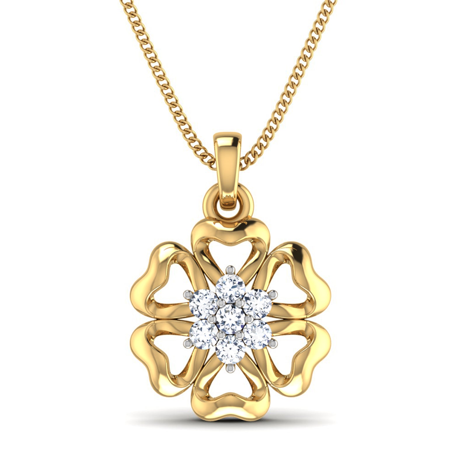 Nidal Jewels | Petal Flower Diamond and Gold Pendant - Nidal Jewels