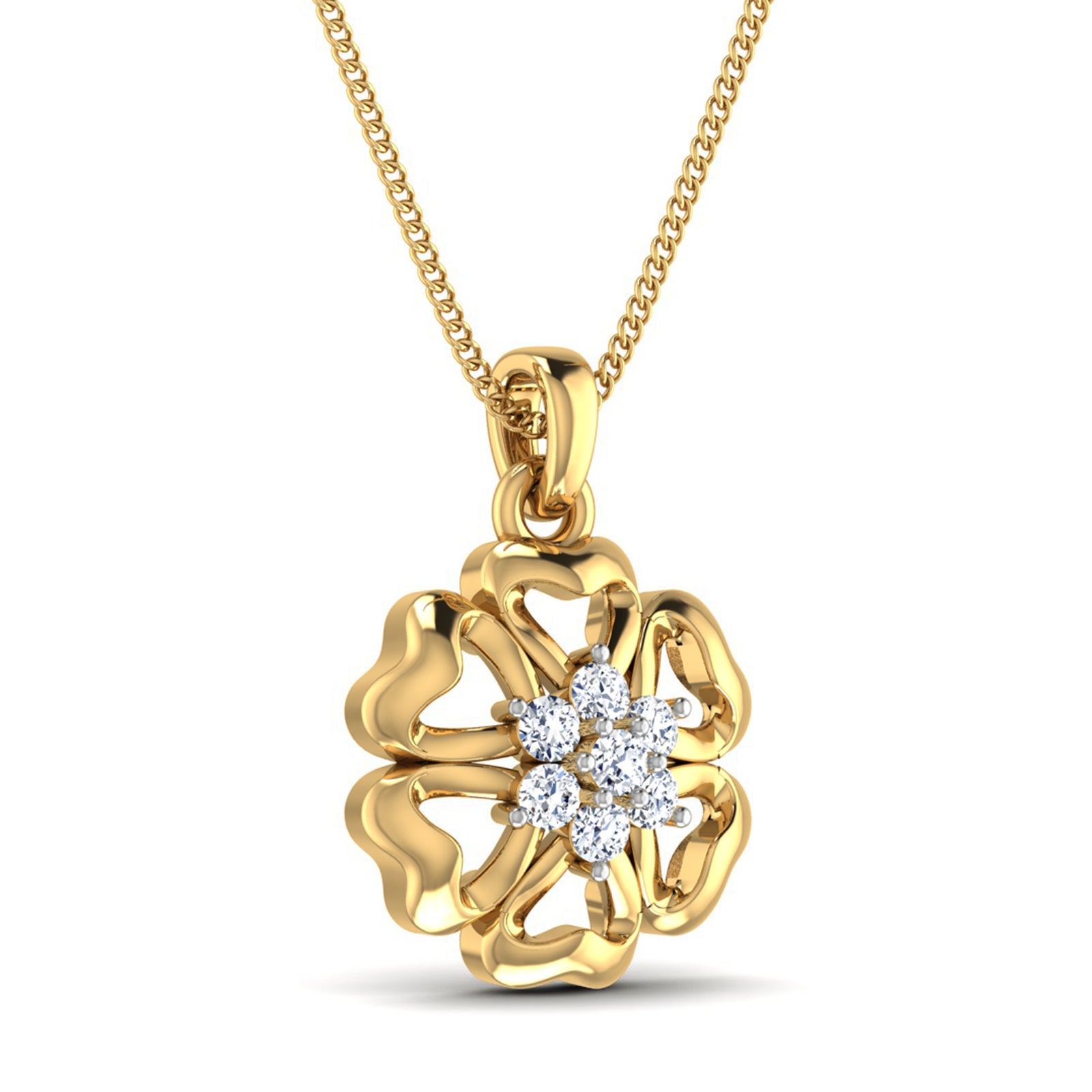 Nidal Jewels | Petal Flower Diamond and Gold Pendant - Nidal Jewels