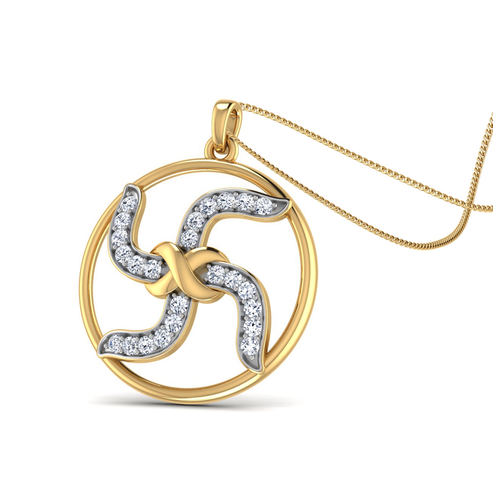 Nidal Jewels | Swastika Diamond and Gold Pendant - Nidal Jewels