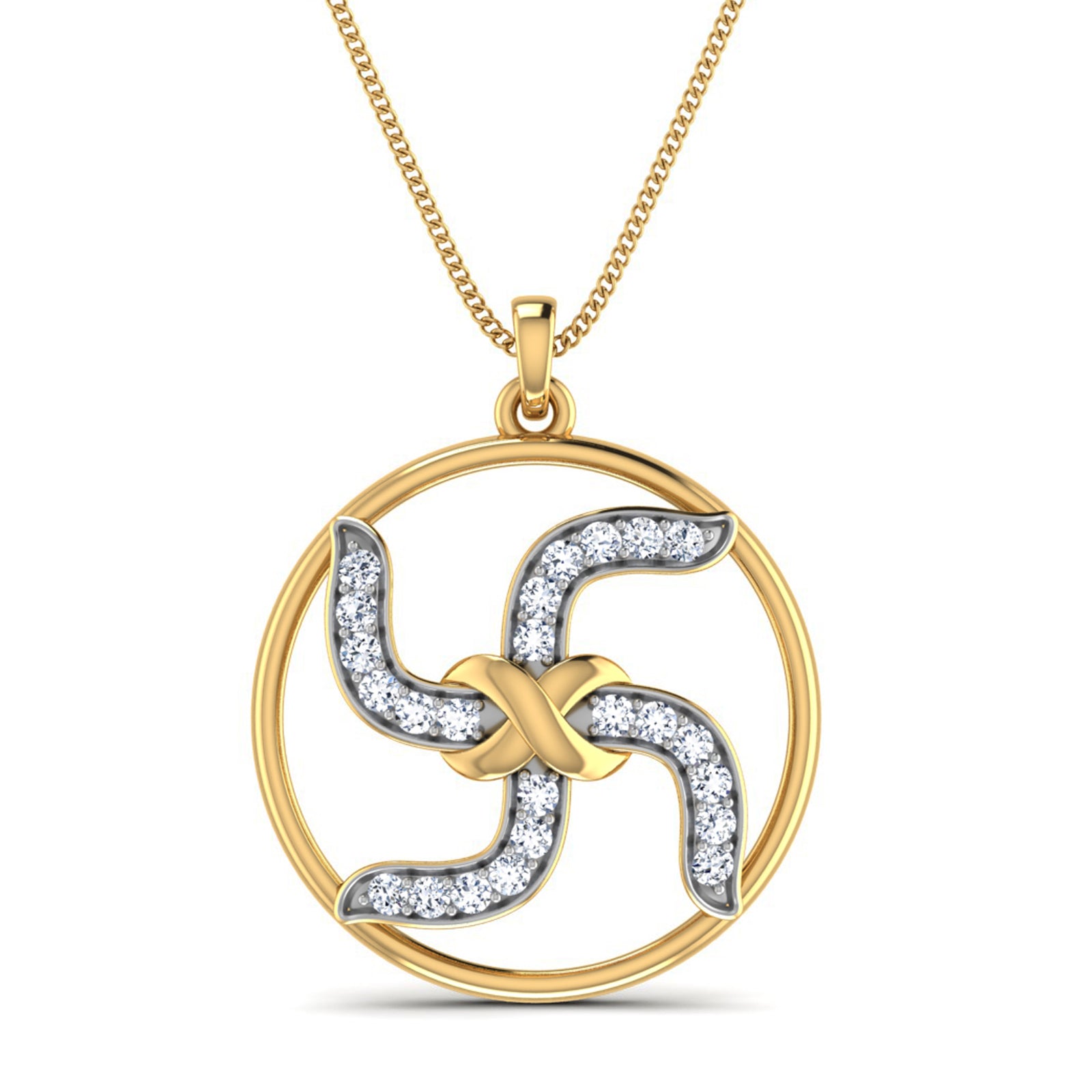 Nidal Jewels | Swastika Diamond and Gold Pendant - Nidal Jewels