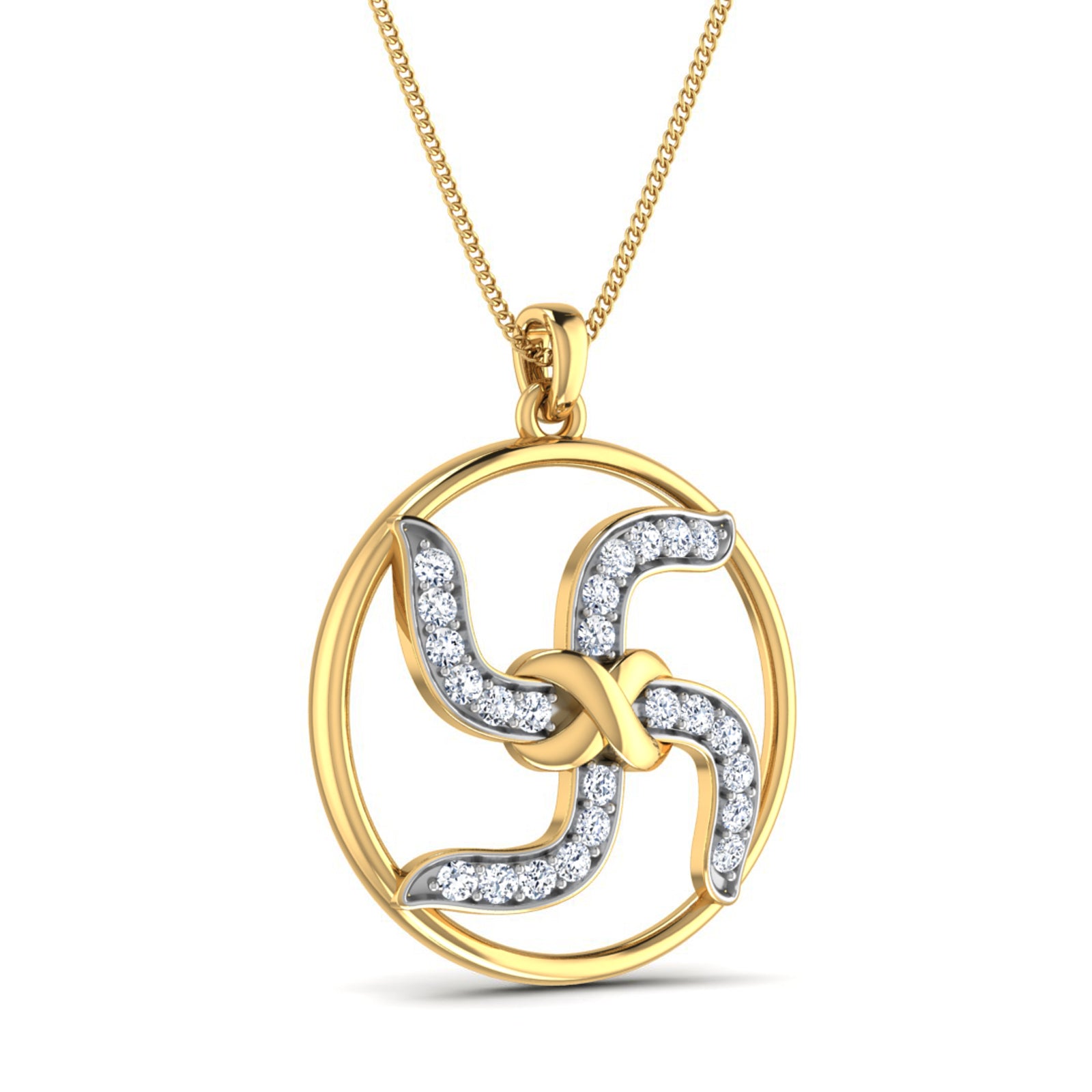 Nidal Jewels | Swastika Diamond and Gold Pendant - Nidal Jewels