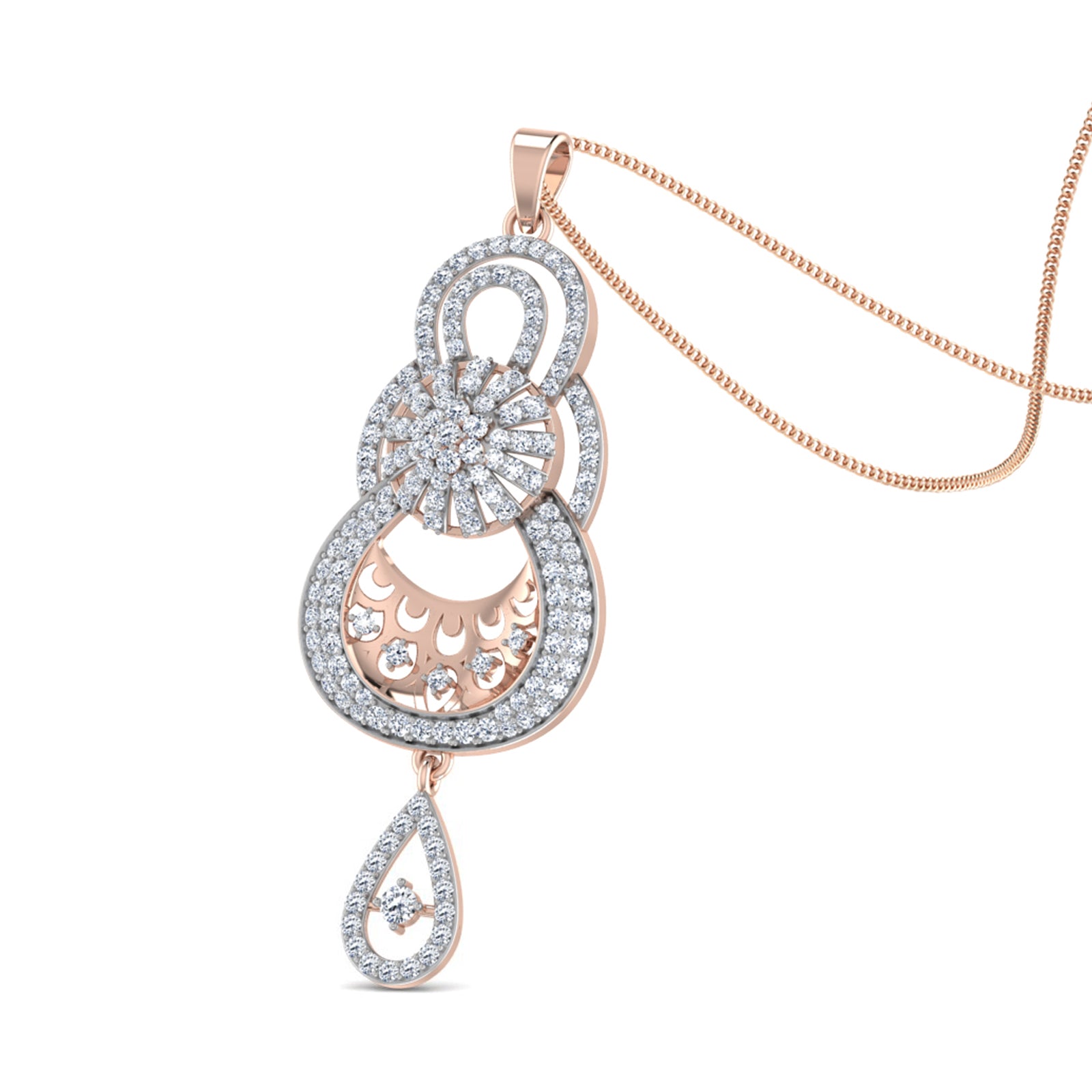 Nidal Jewels | Plume Rose Gold and Diamond Pendant - Nidal Jewels