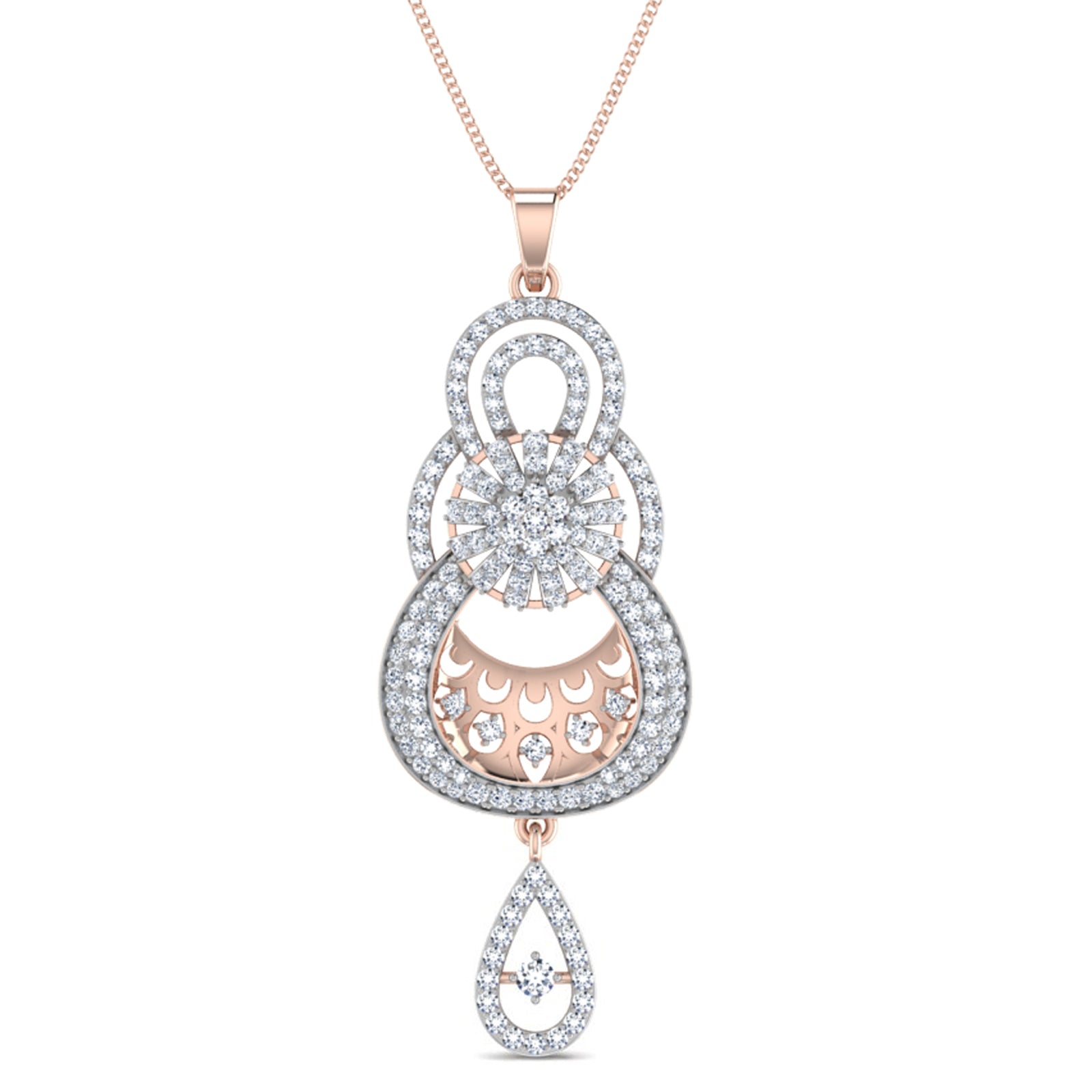 Nidal Jewels | Plume Rose Gold and Diamond Pendant - Nidal Jewels