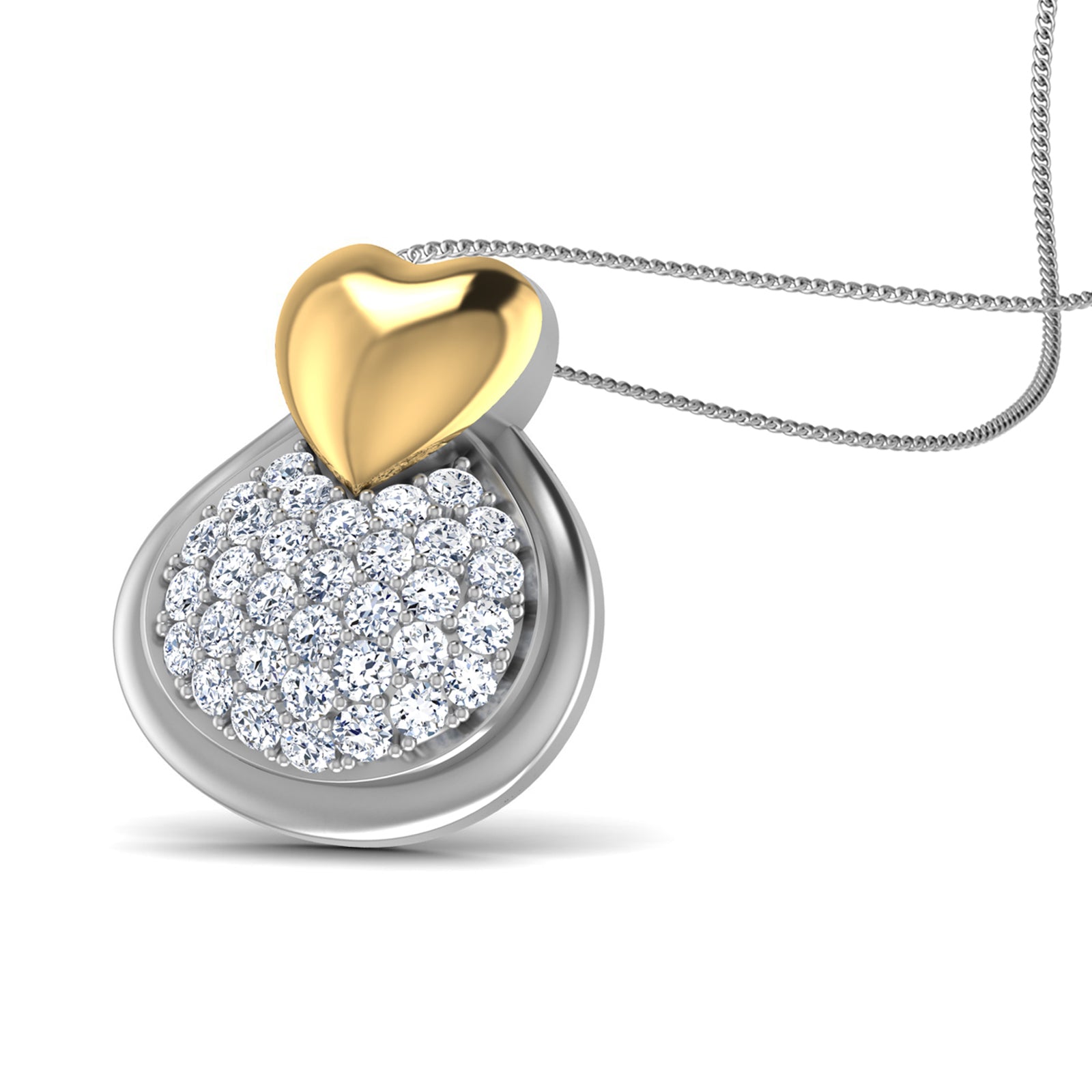 Nidal Jewels | Heart Orb Gold and Silver Diamond Pendant - Nidal Jewels
