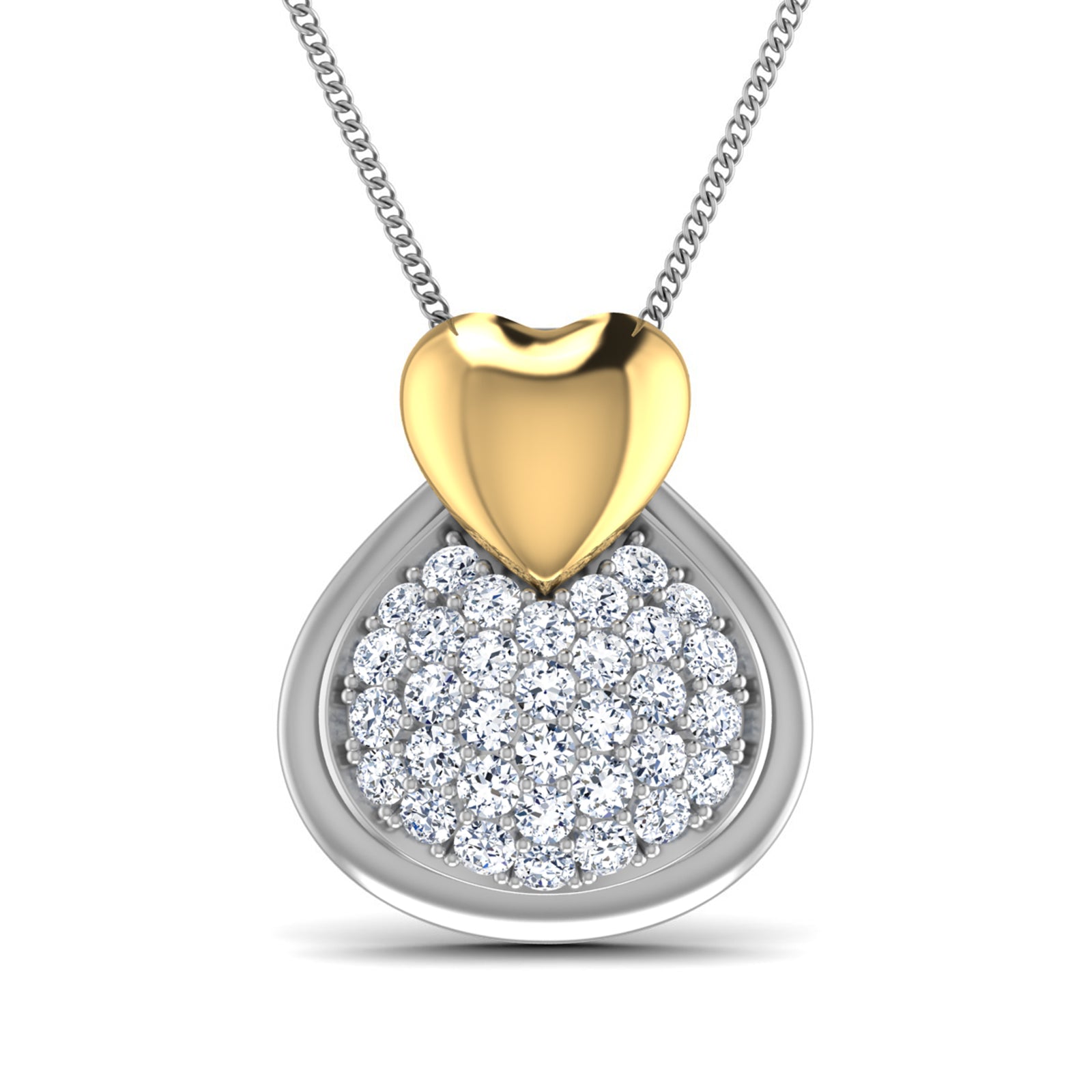 Nidal Jewels | Heart Orb Gold and Silver Diamond Pendant - Nidal Jewels