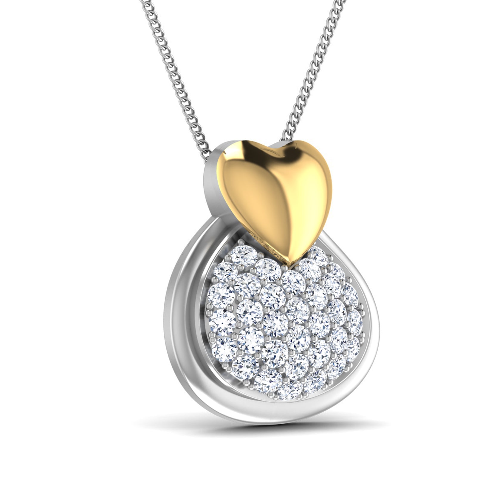Nidal Jewels | Heart Orb Gold and Silver Diamond Pendant - Nidal Jewels