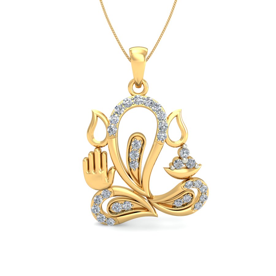 Nidal Jewels | Luminous Ganesha Gold and Diamond Pendant - Nidal Jewels