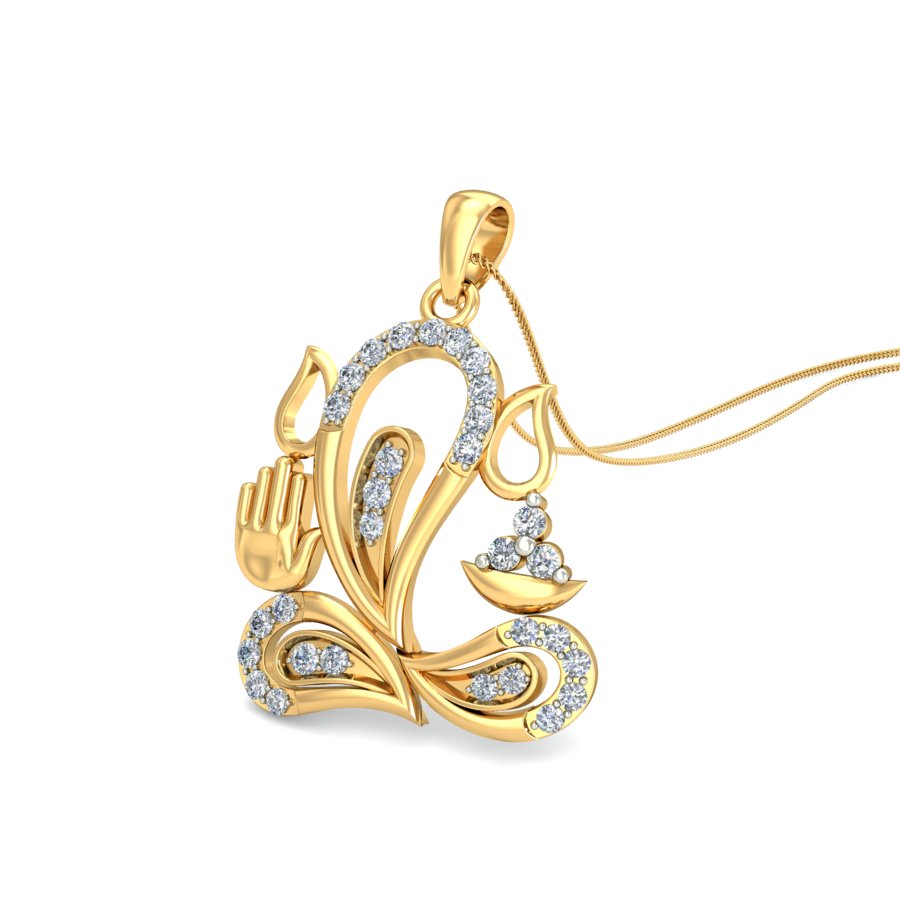 Nidal Jewels | Luminous Ganesha Gold and Diamond Pendant - Nidal Jewels