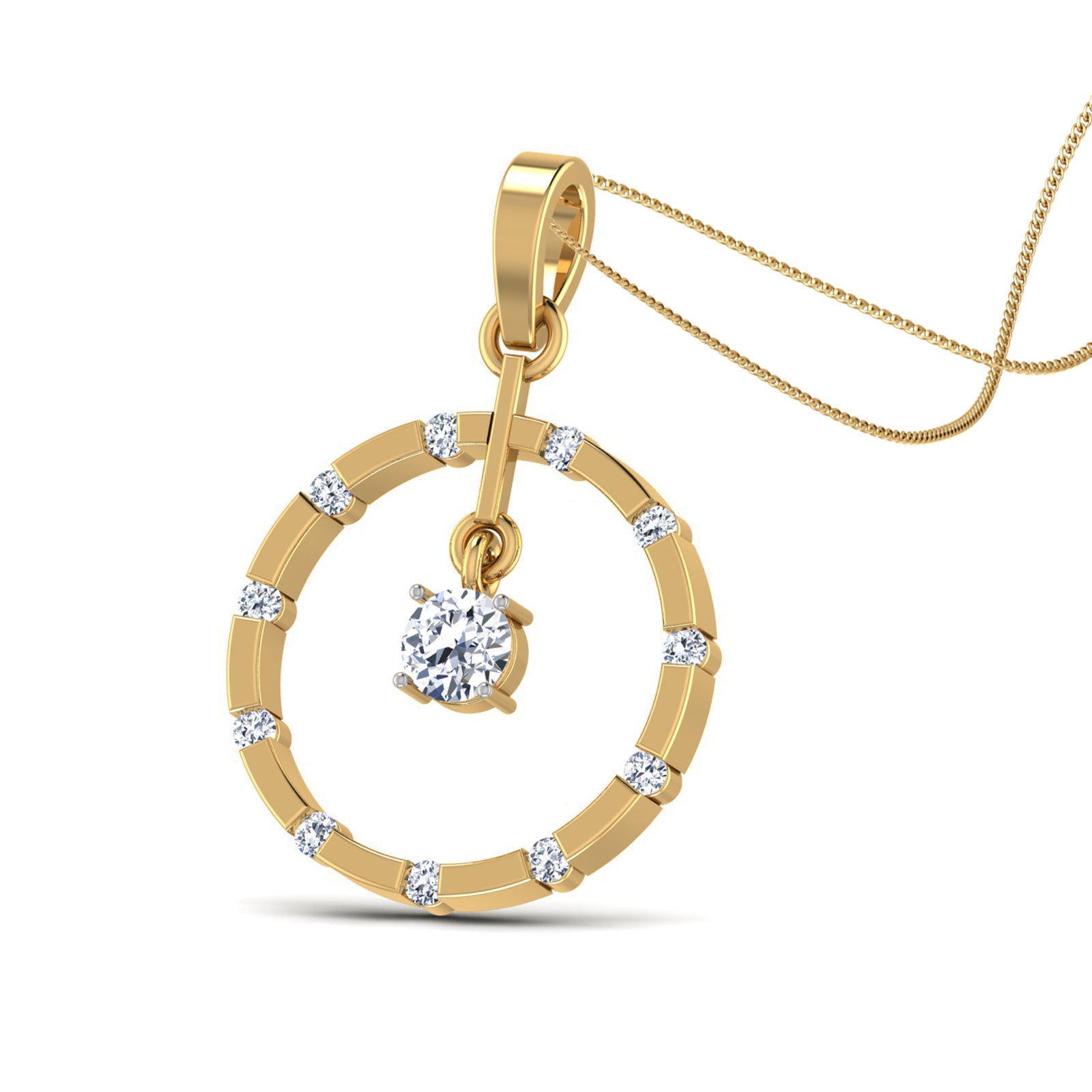 Nidal Jewels | Beautiful Round Diamond Solitaires Pendant - Nidal Jewels