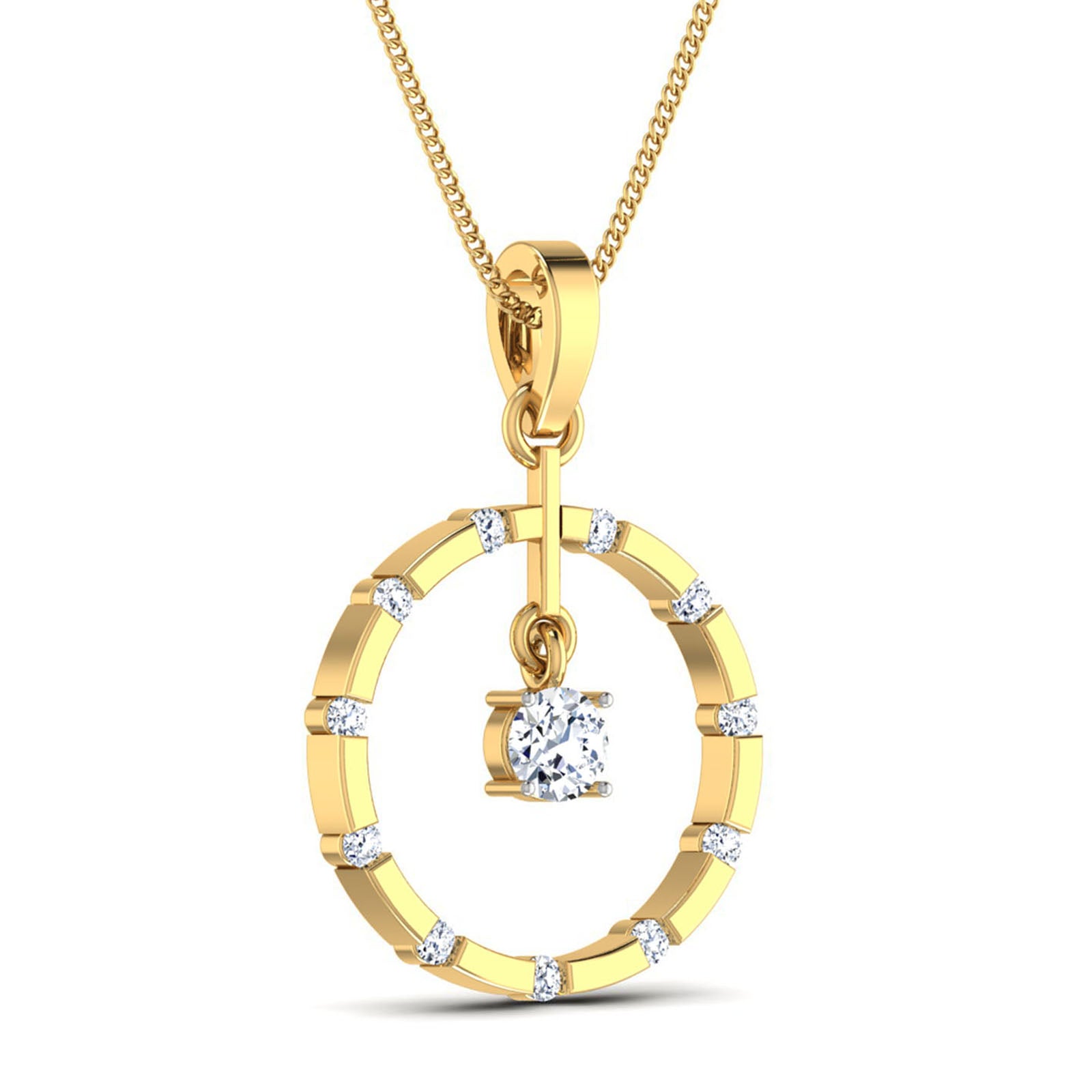 Nidal Jewels | Beautiful Round Diamond Solitaires Pendant - Nidal Jewels