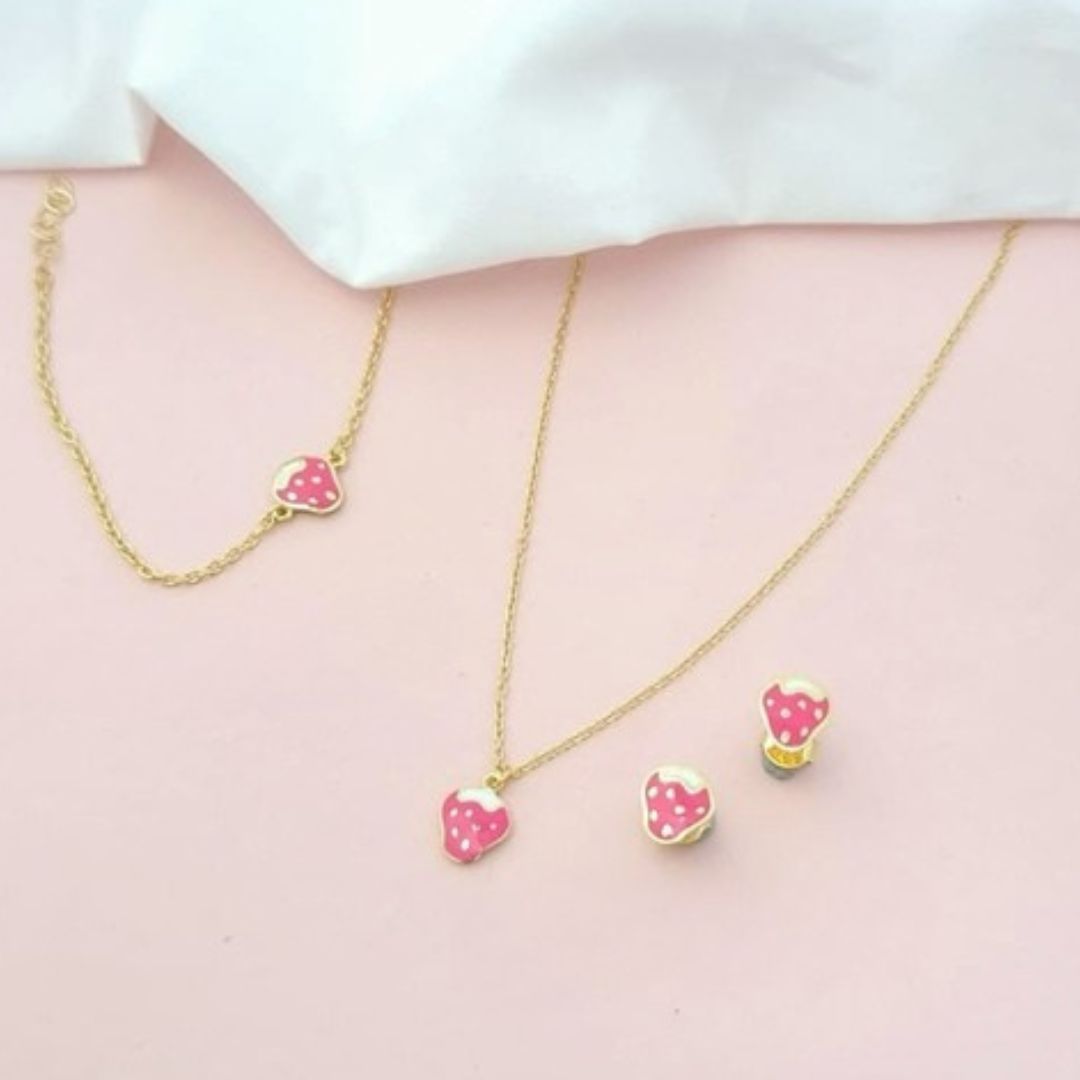 Nidal Jewels | Strawberry Sparkle Baby Bracelet and Chain Set