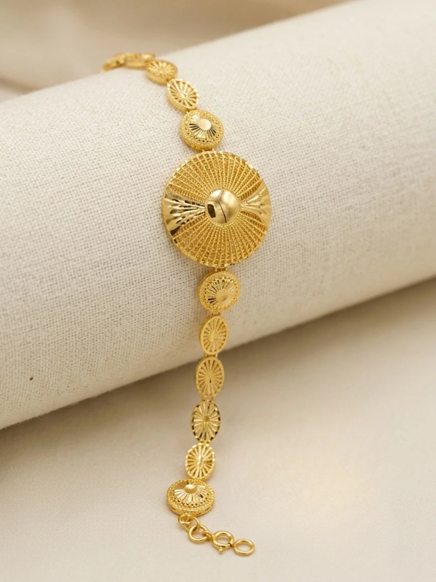 Turkish Gold Sunburst Medallion Bracelet | Nidal Jewels