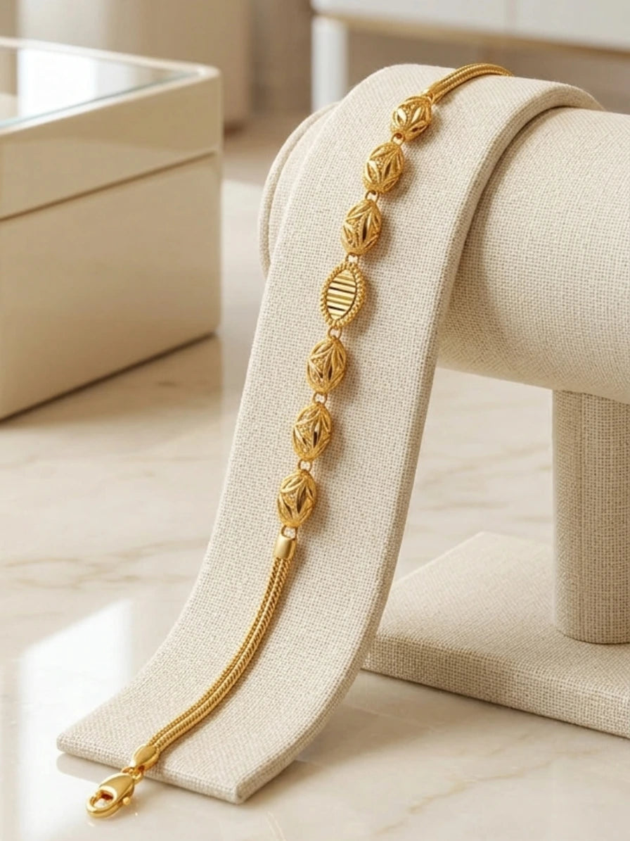 Turkish Gold Beaded Link Bracelet | Nidal Jewels