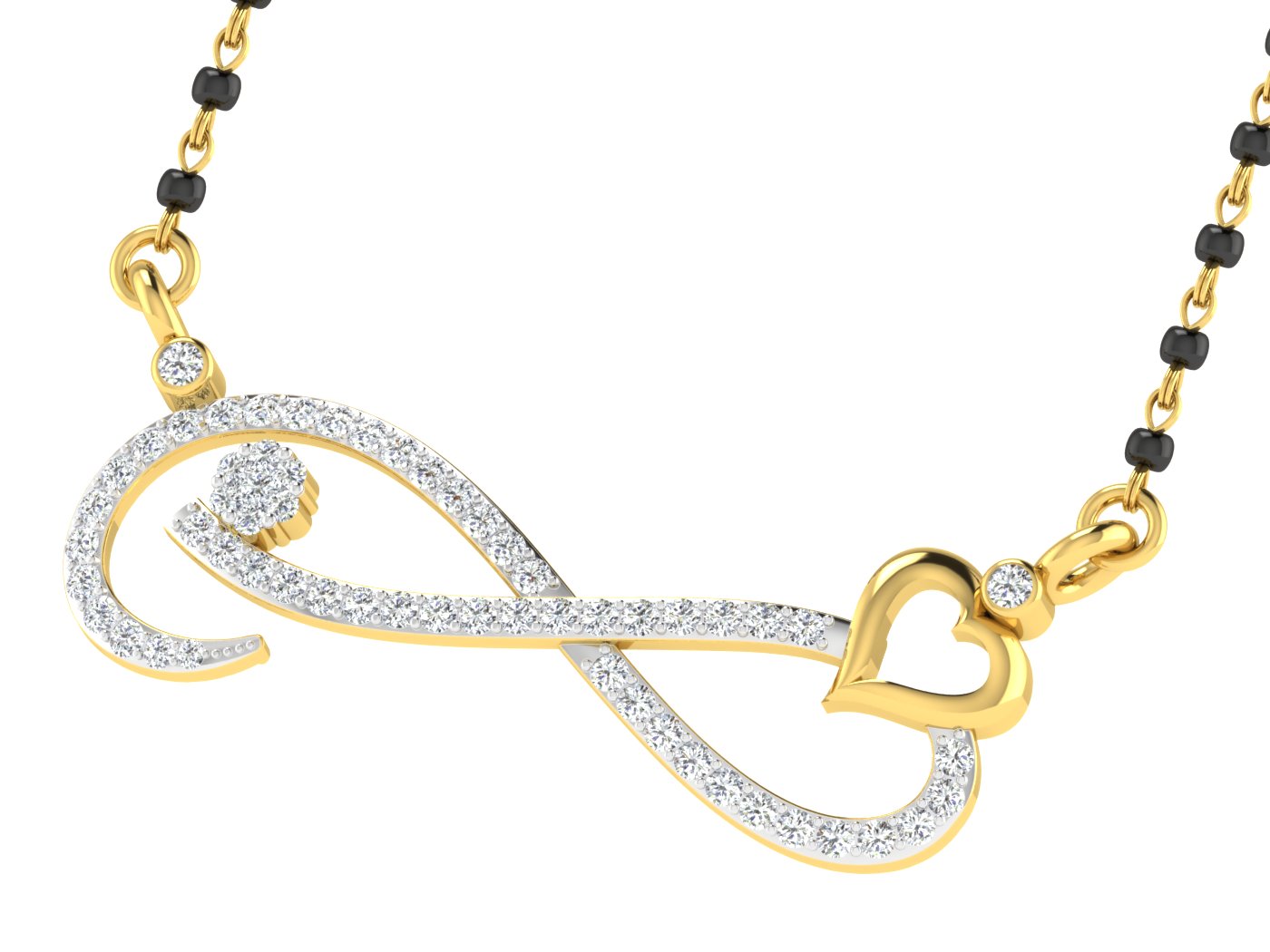 Nidal Jewels | Diamond Infinity Heart Gold and Diamond Mangalsutra Set - Nidal Jewels