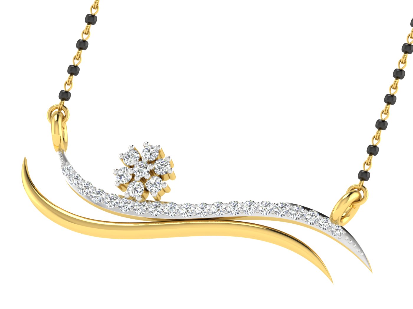 Nidal Jewels | Flowing Love Gold and Diamond Mangalsutra Set - Nidal Jewels