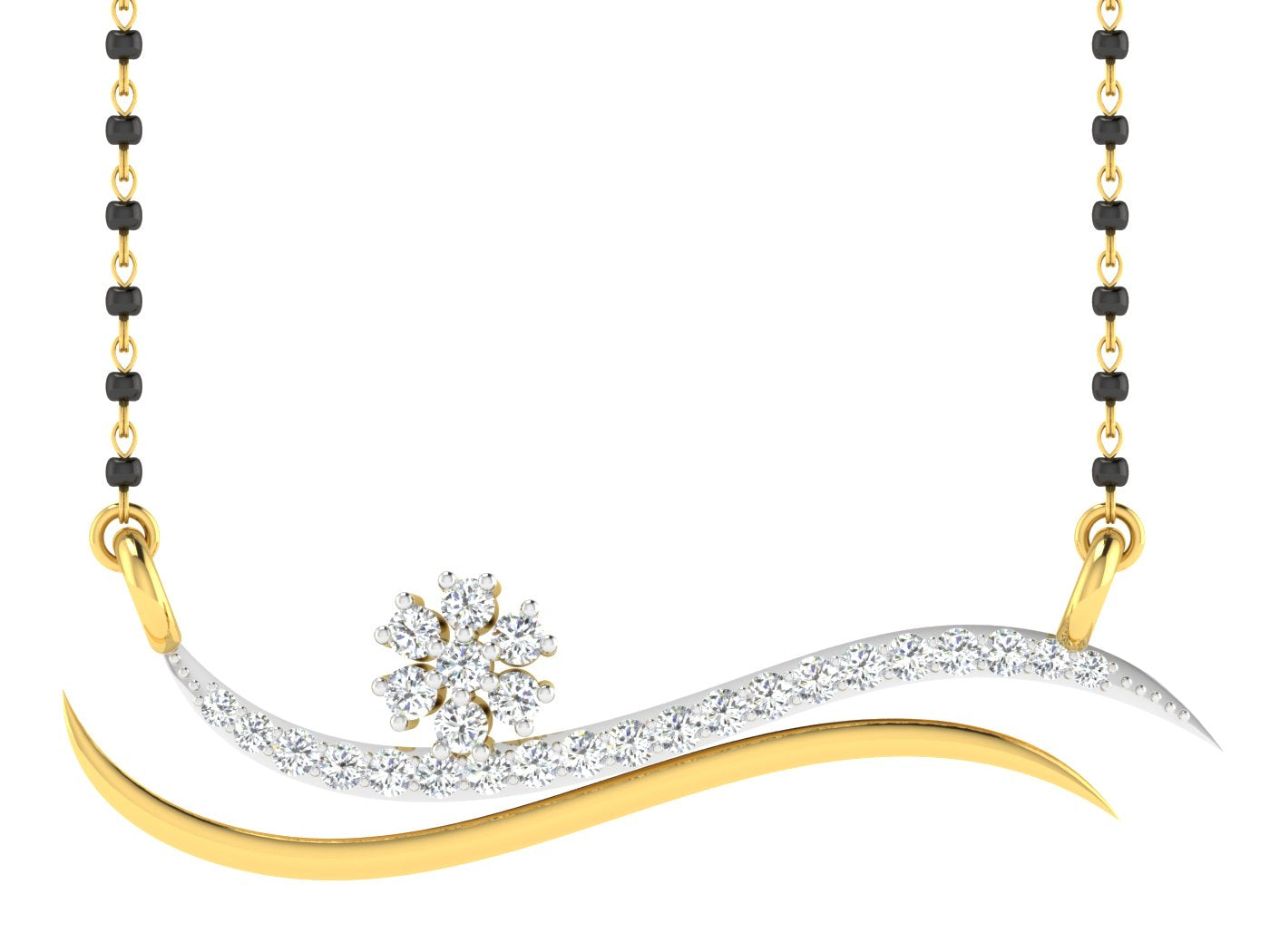 Nidal Jewels | Flowing Love Gold and Diamond Mangalsutra Set - Nidal Jewels