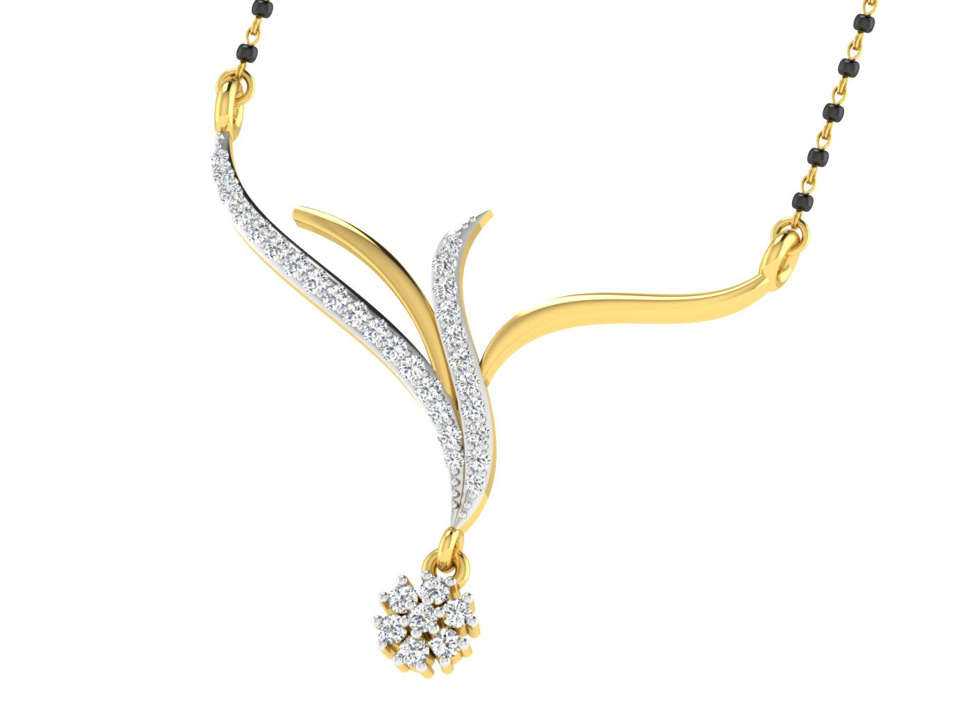 Nidal Jewels | Graceful Thread Gold and Diamond Mangalsutra Set - Nidal Jewels