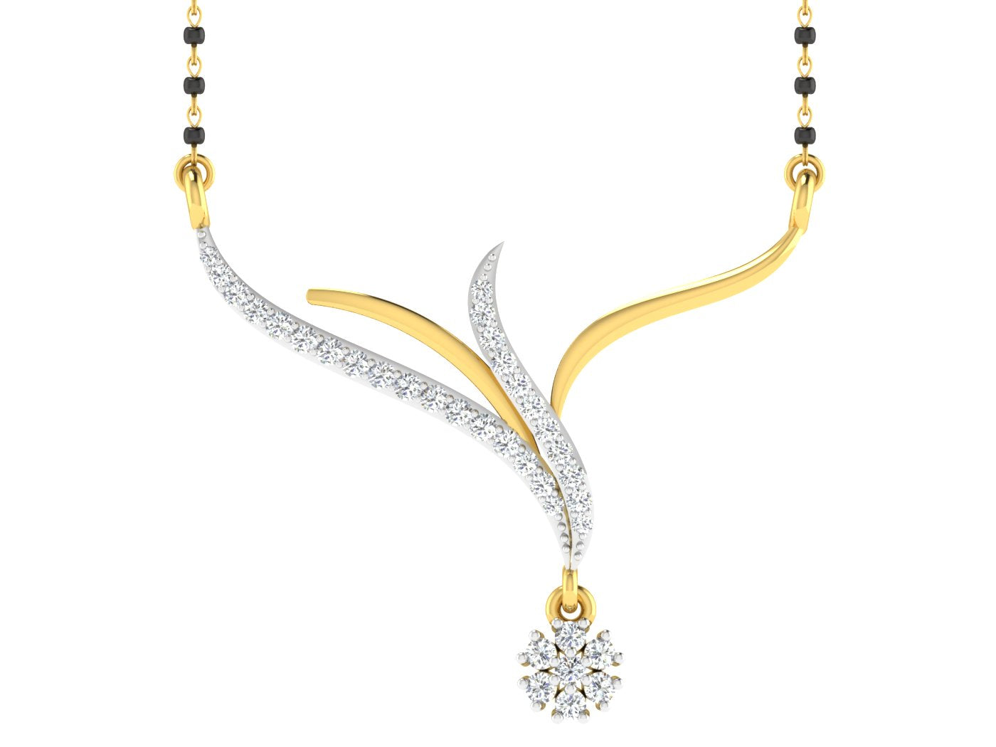Nidal Jewels | Graceful Thread Gold and Diamond Mangalsutra Set - Nidal Jewels