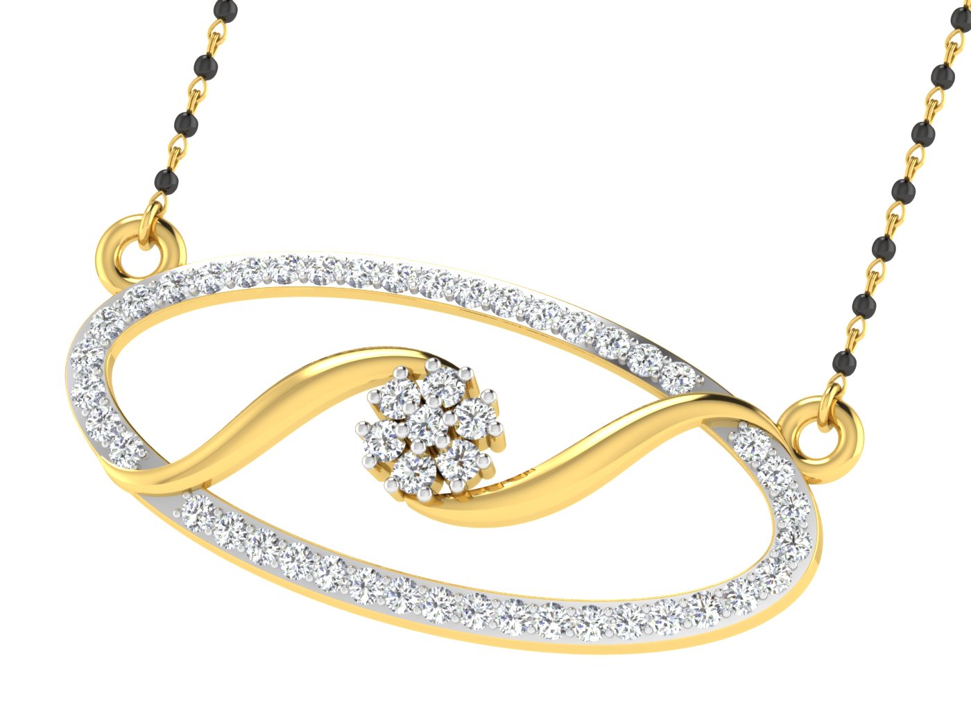Nidal Jewels | Oval Gold and Diamond Mangalsutra Set - Nidal Jewels