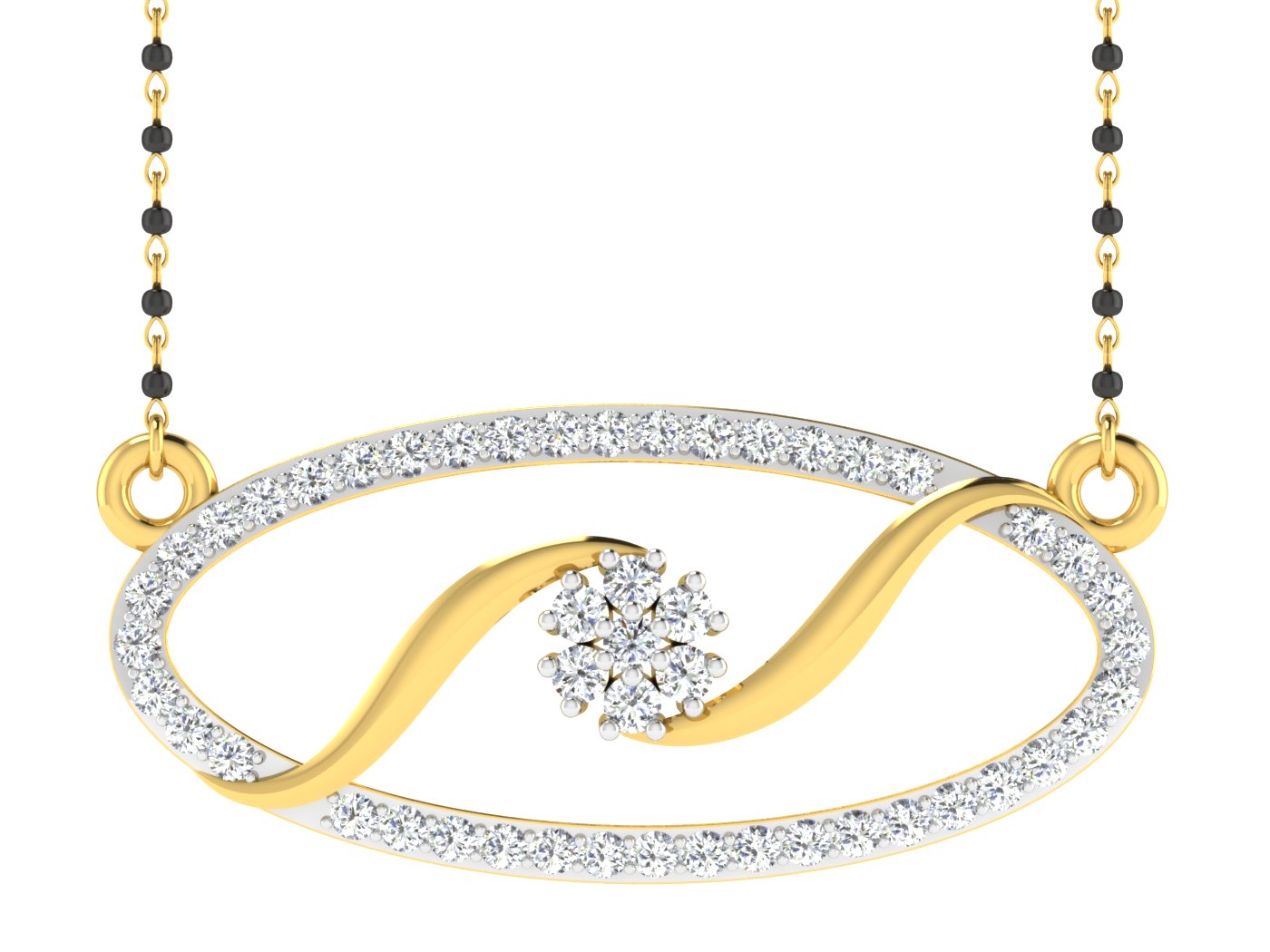 Nidal Jewels | Oval Gold and Diamond Mangalsutra Set - Nidal Jewels