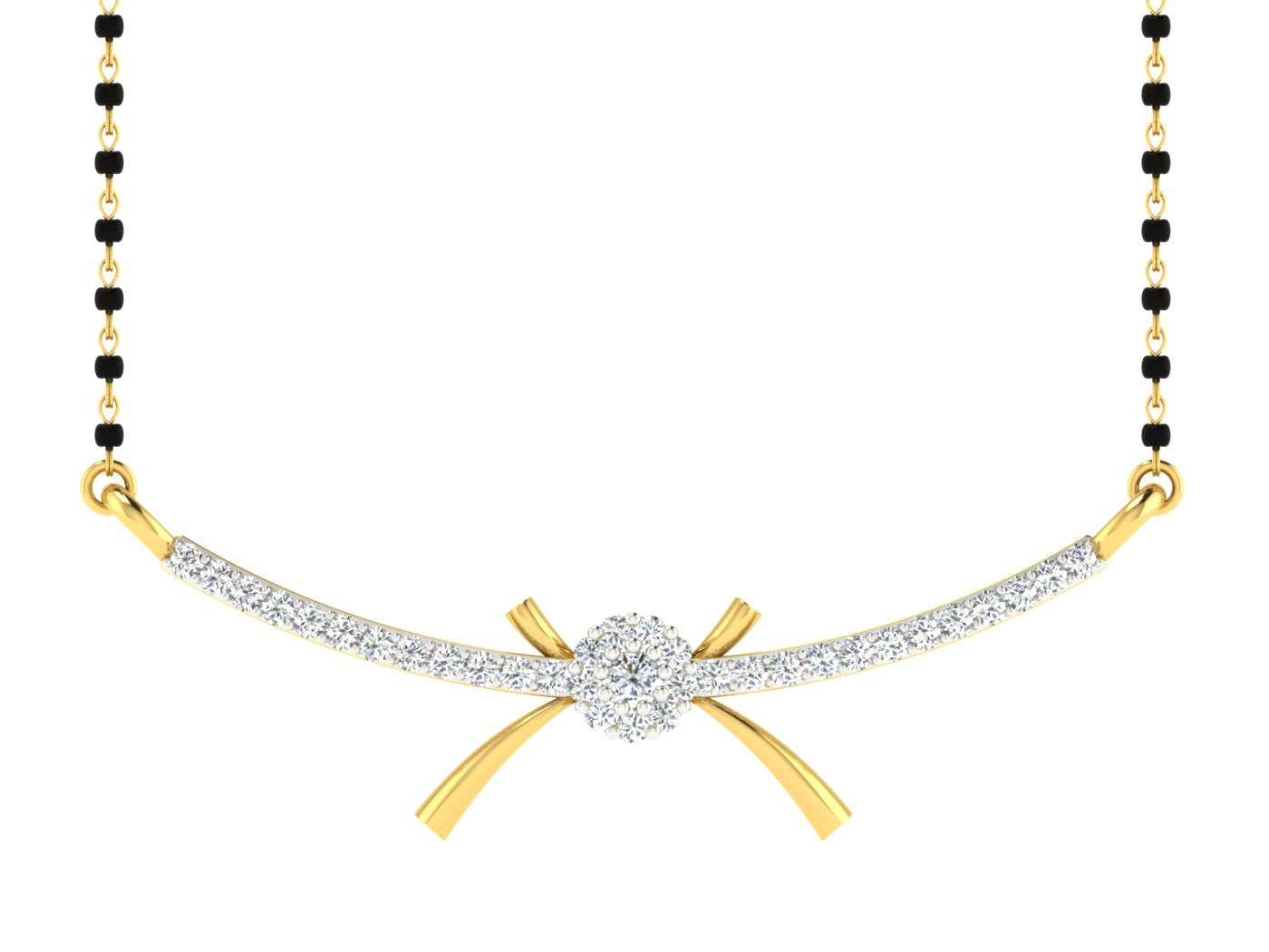 Nidal Jewels | Golden Fusion Gold and Diamond Mangalsutra Set - Nidal Jewels