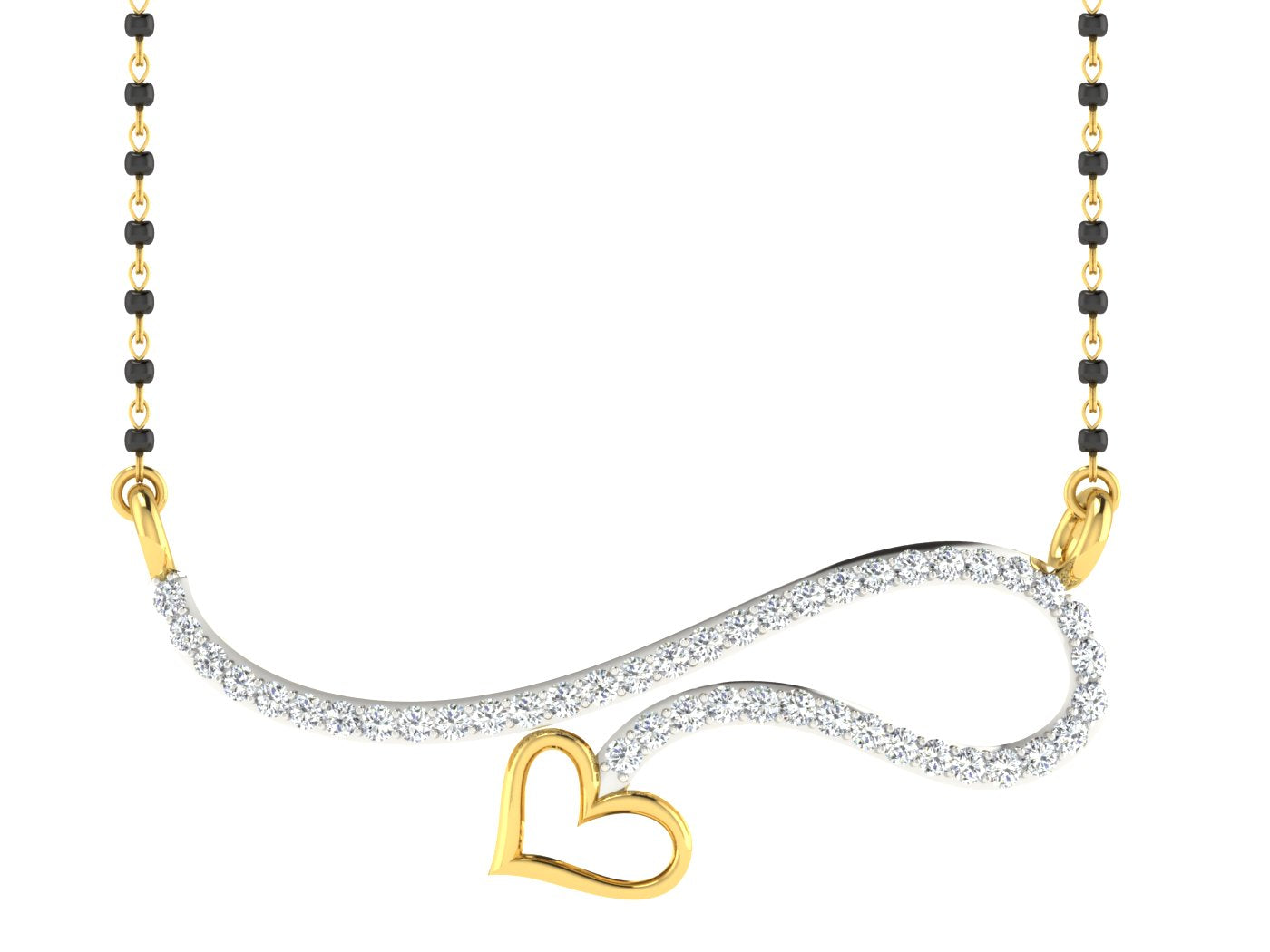Nidal Jewels | Soulful Heart  Gold and Diamond Mangalsutra Set - Nidal Jewels