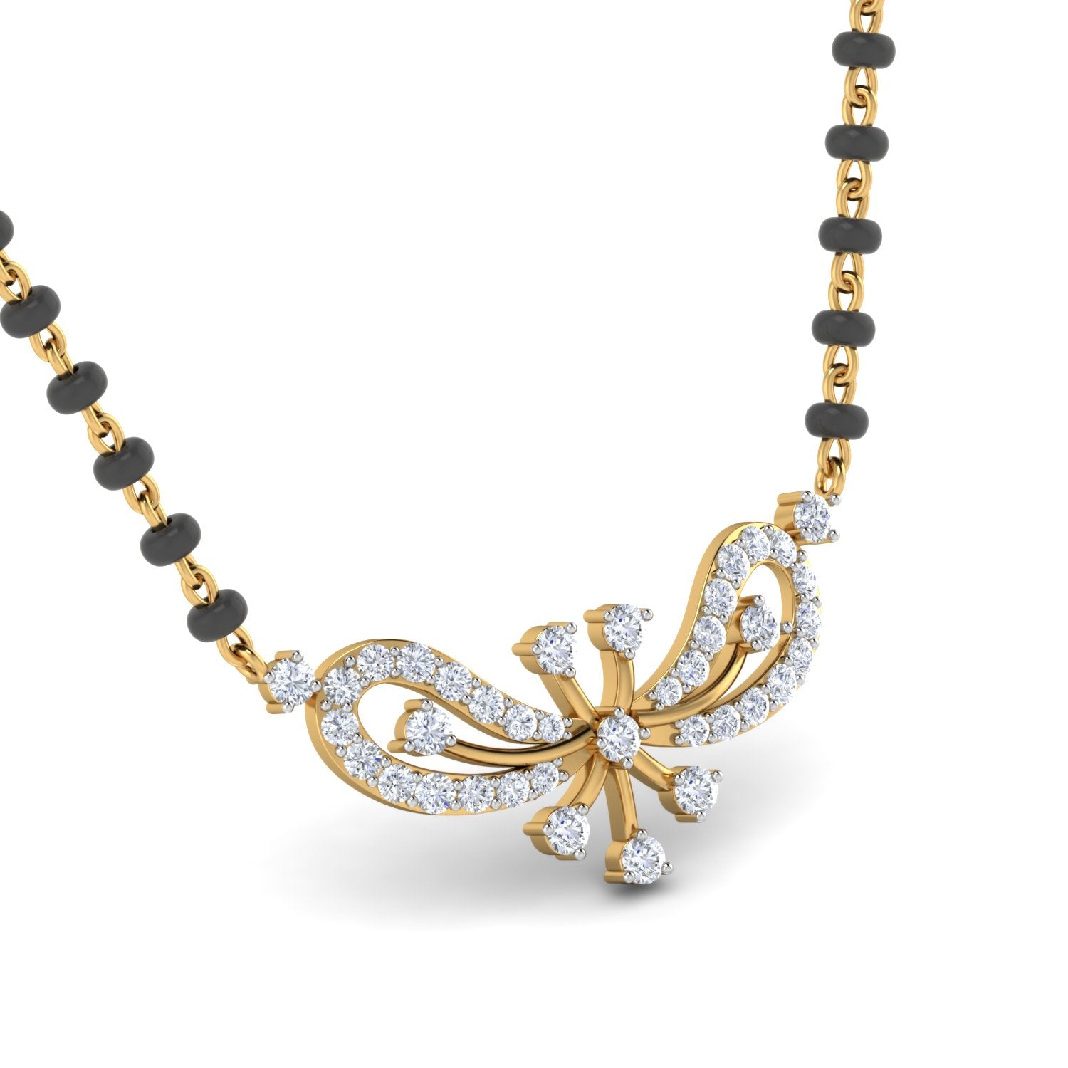 Nidal Jewels | Graceful Unity Gold and Diamond Mangalsutra Set - Nidal Jewels