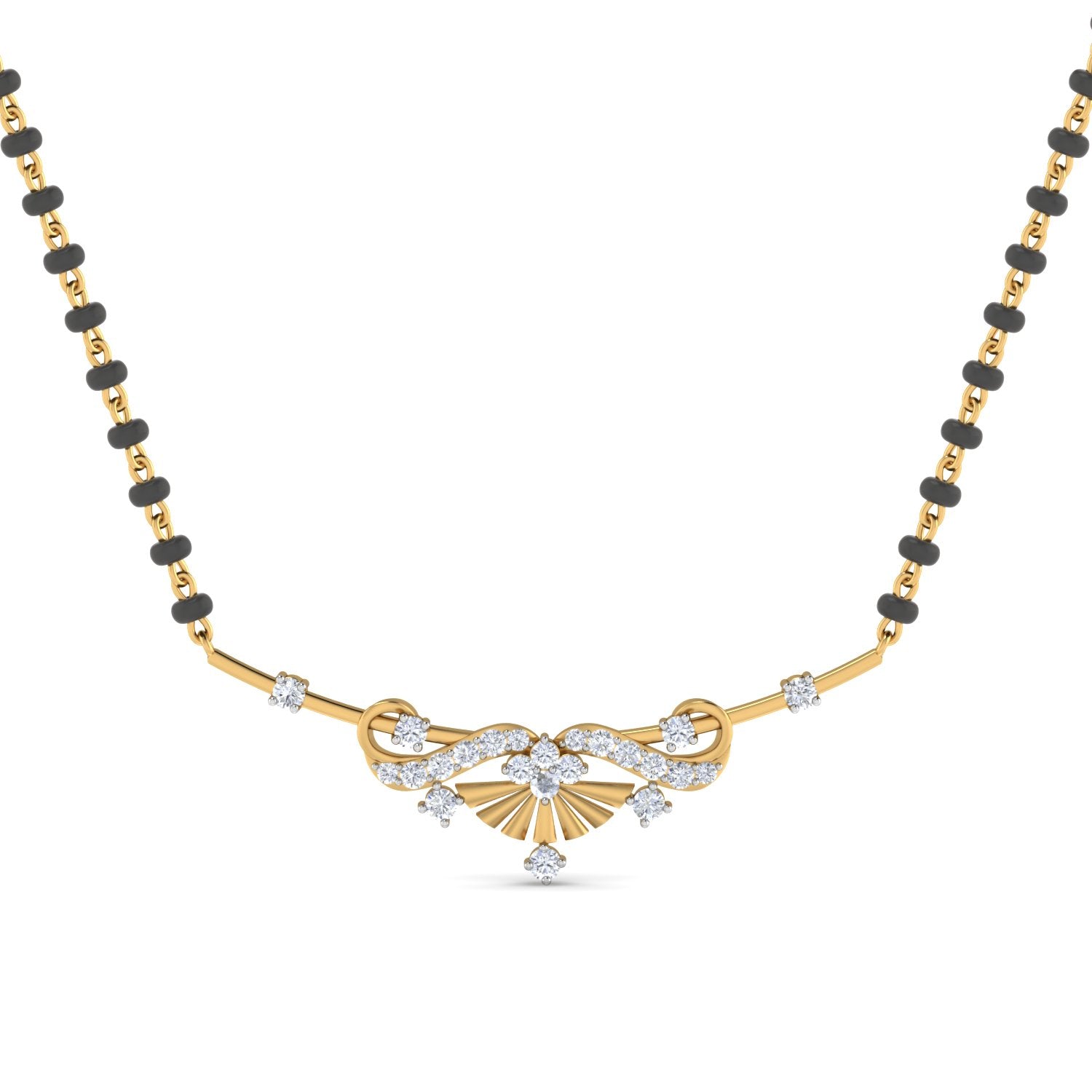Nidal Jewels | Bow of Love Gold and Diamond Mangalsutra Set - Nidal Jewels