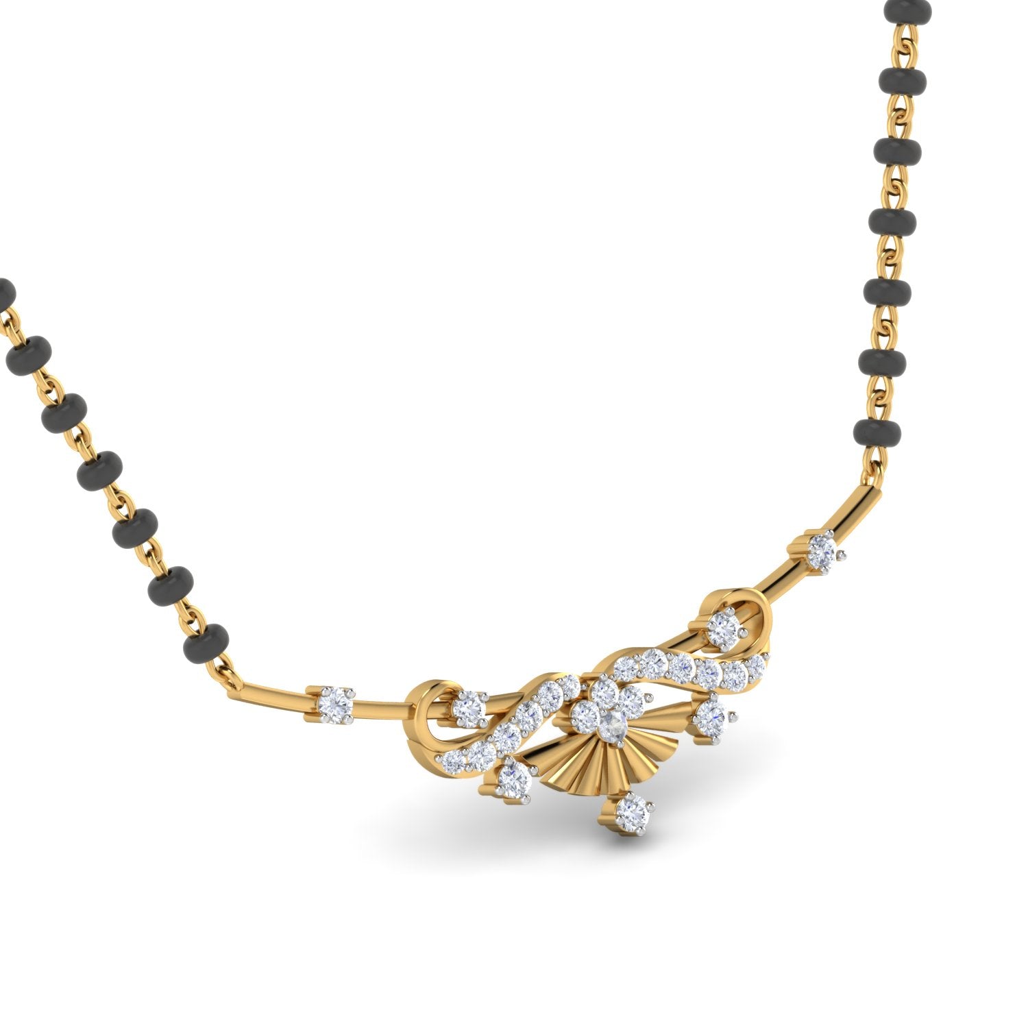Nidal Jewels | Bow of Love Gold and Diamond Mangalsutra Set - Nidal Jewels
