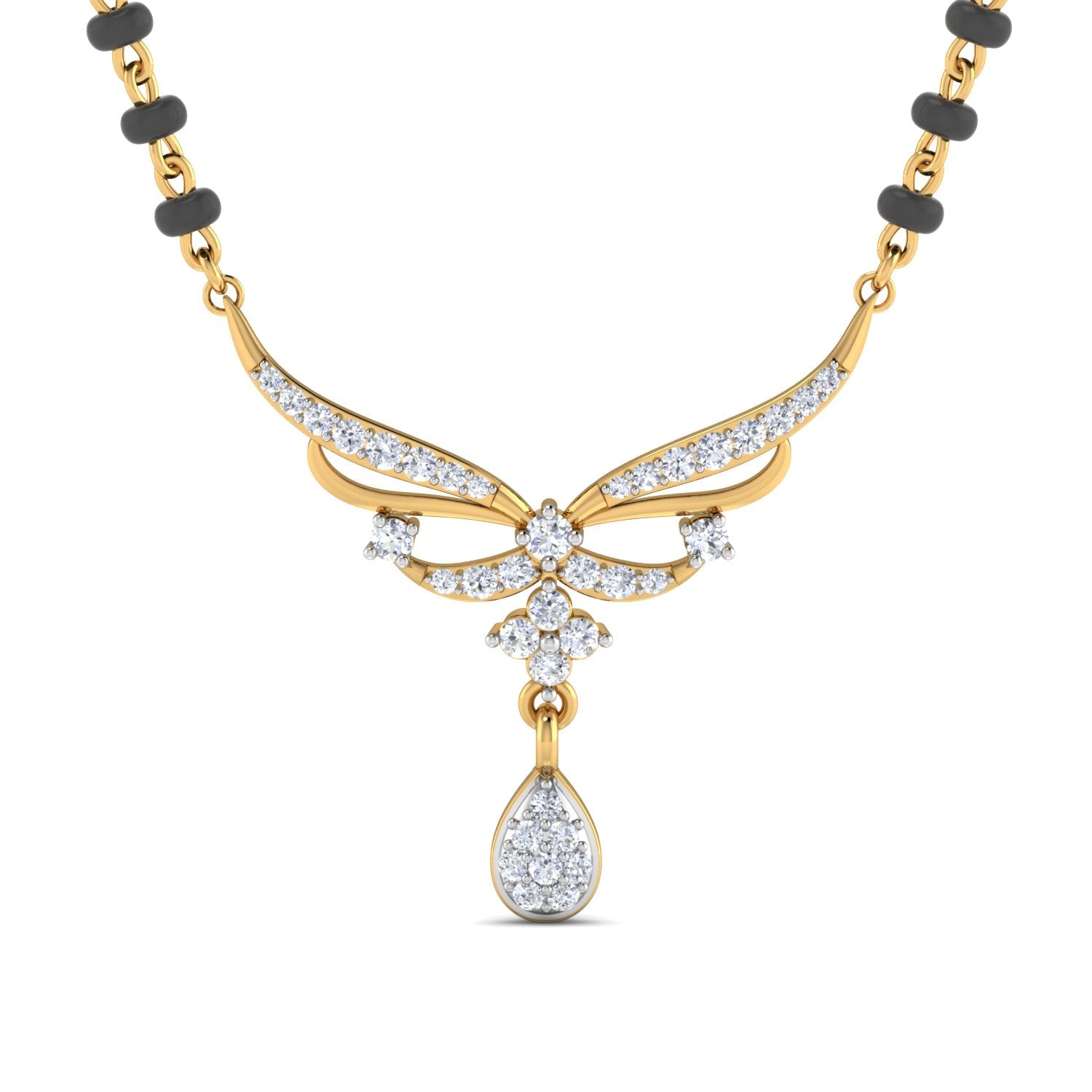 Nidal Jewels | Diamond Butterfly Gold and Diamond Mangalsutra Set - Nidal Jewels