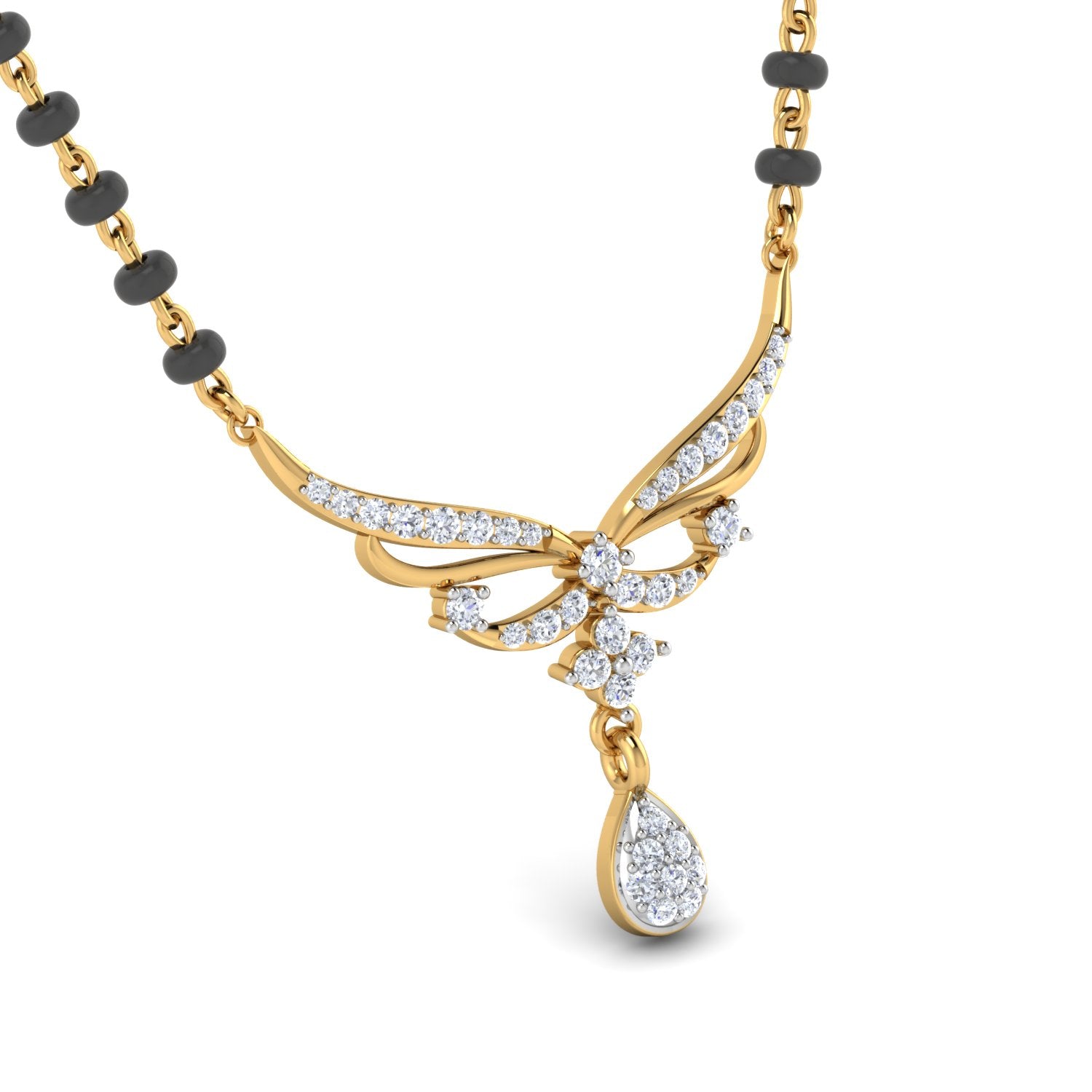 Nidal Jewels | Diamond Butterfly Gold and Diamond Mangalsutra Set - Nidal Jewels