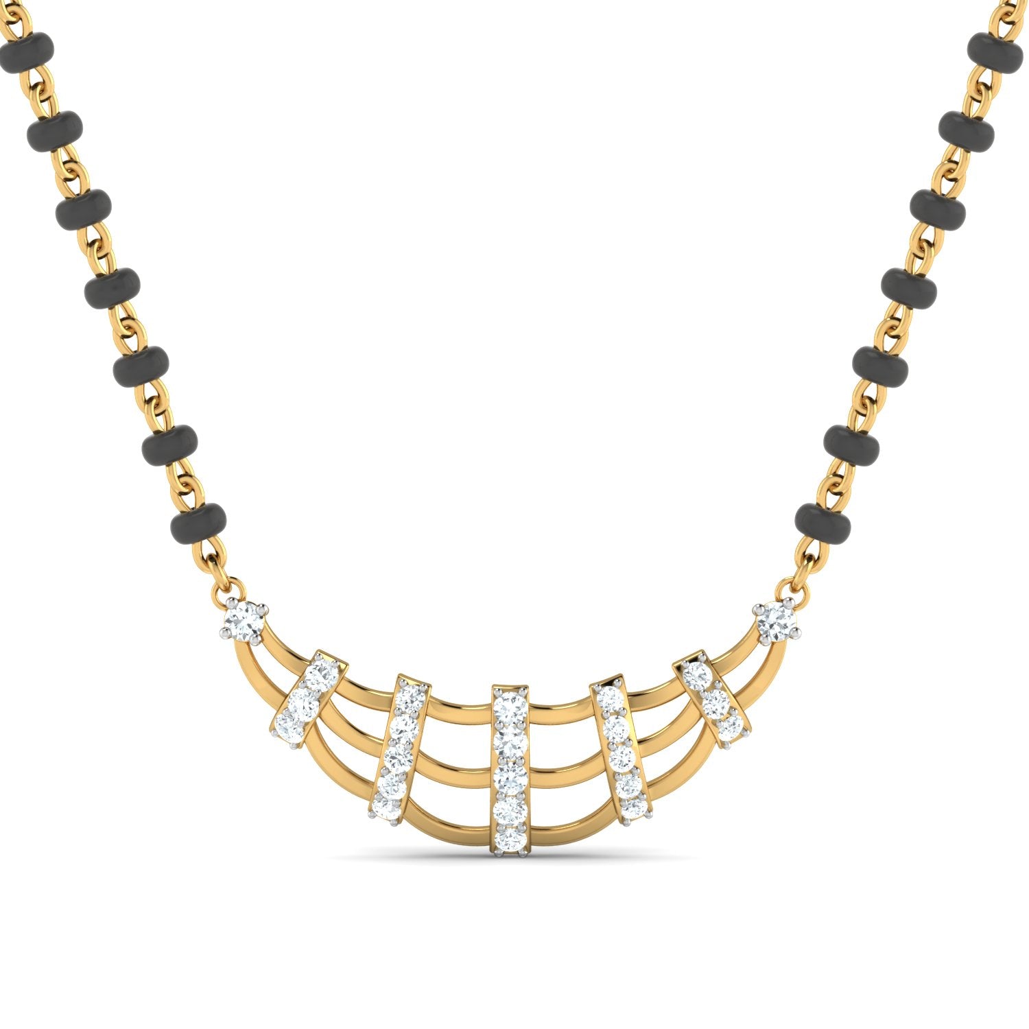 Nidal Jewels | Radiant Moon Gold and Diamond Mangalsutra Set