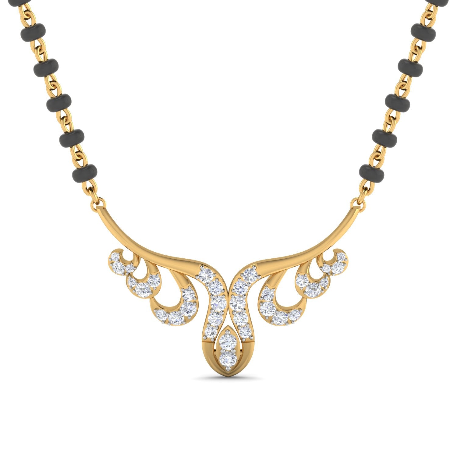 Nidal Jewels | Twirling Wings Gold and Diamond Mangalsutra Set