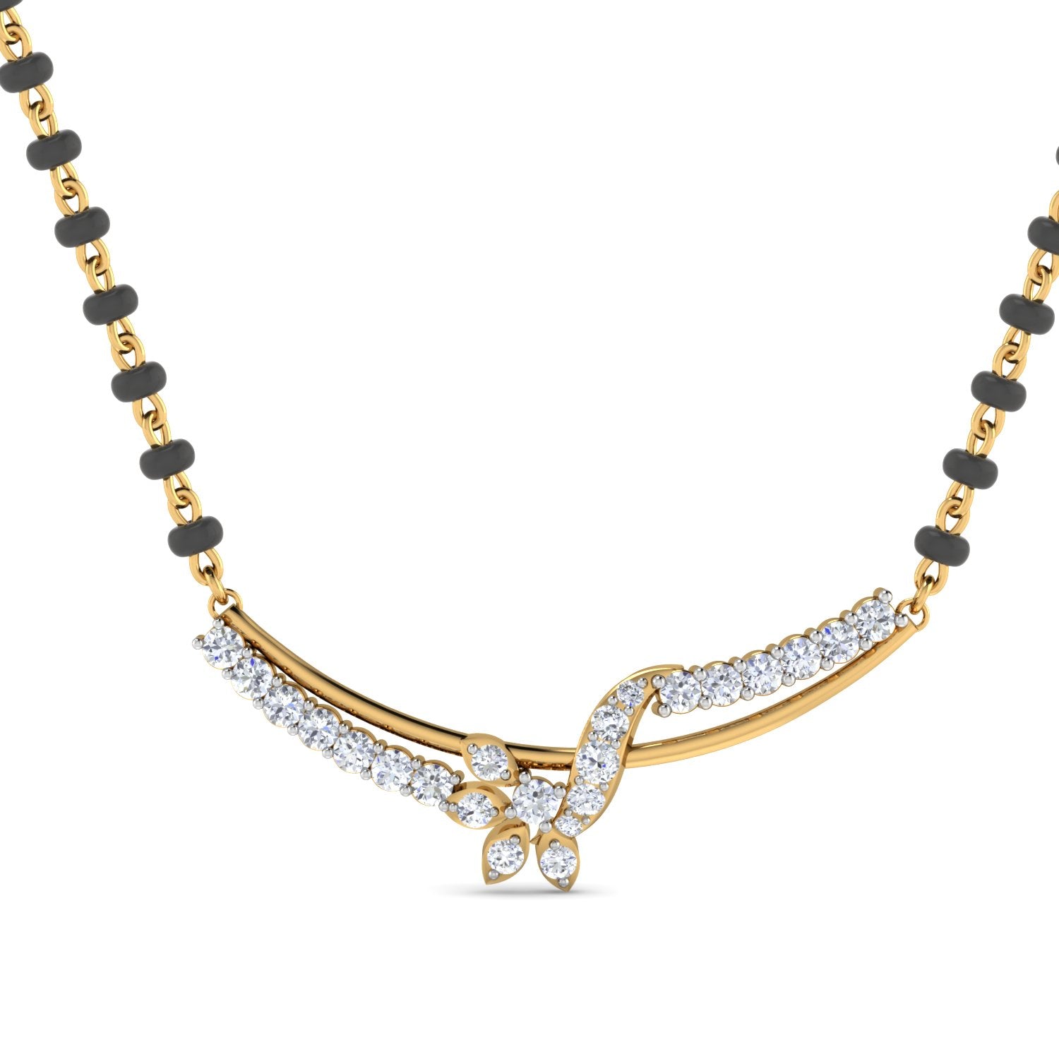 Nidal Jewels| Twirling Petals Gold and Diamond Mangalsutra Set