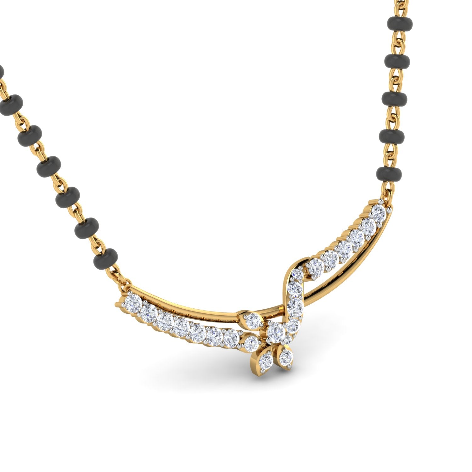 Nidal Jewels| Twirling Petals Gold and Diamond Mangalsutra Set