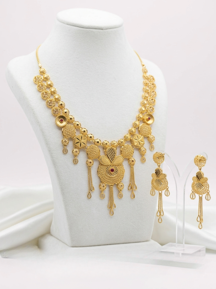 Turkish Gold Traditional Necklace & Earrings Set | Nidal Jewels