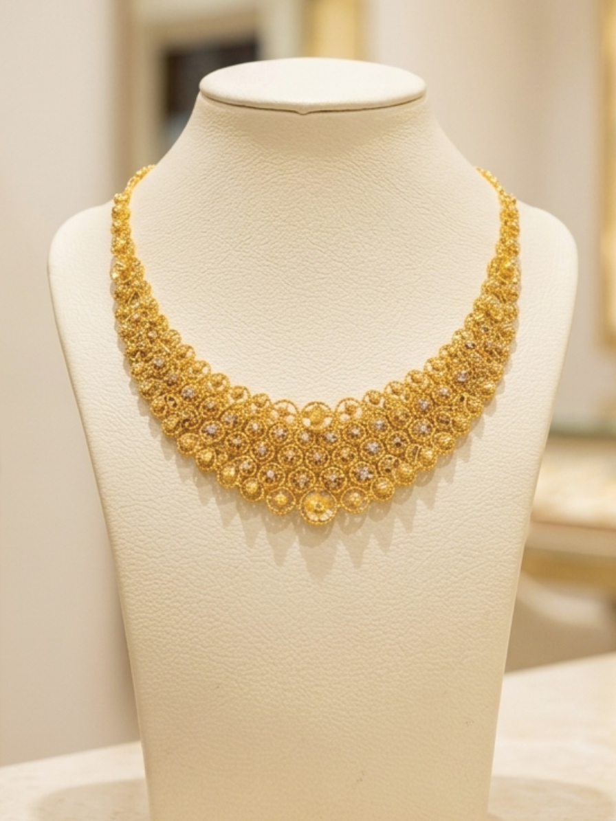 Turkish Gold Floral Statement Necklace | Nidal Jewels